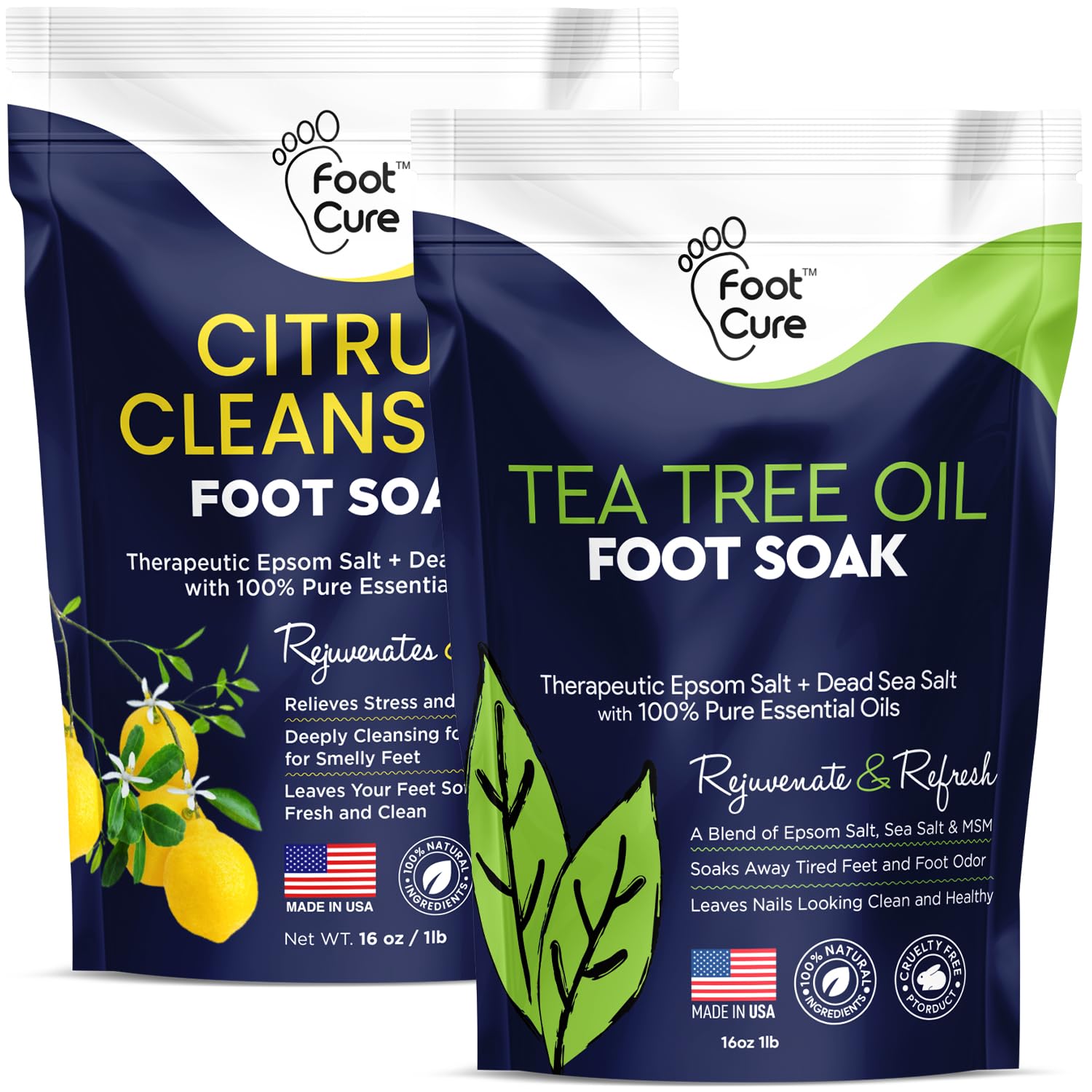 Tea Tree Oil & Citrus Detox Foot Soak with Epsom Salts - All Natural Salts for Post Workout FOOT CURE uk supplements