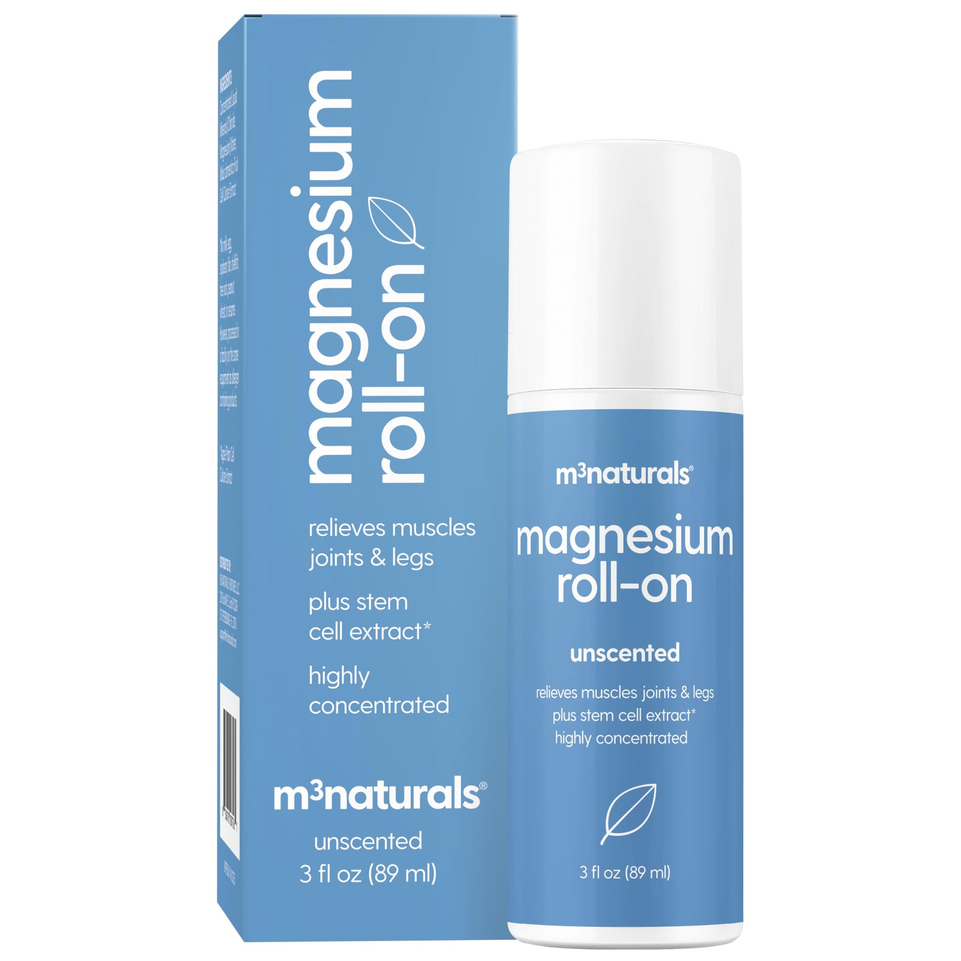 Magnesium Roll On for Adults & Kids, Easy Application for Sore Muscles, Feet, Joints and Leg Cramps, Helps with Sleeping and Post-Workout Recovery, for Sensitive Skin, 3 fl oz, by M3 M3 Naturals uk supplements