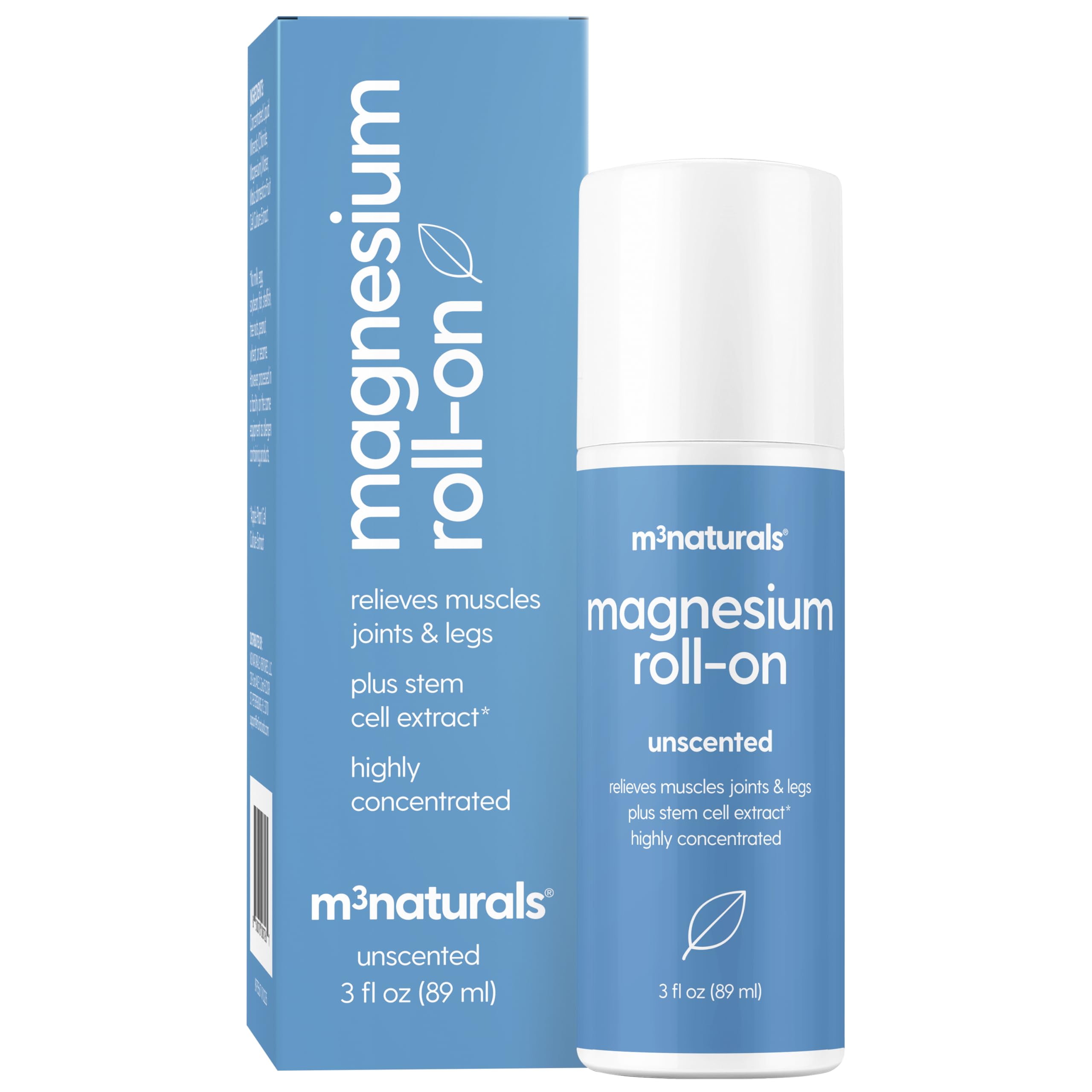Magnesium Roll On for Adults & Kids, Easy Application for Sore Muscles, Feet, Joints and Leg Cramps, Helps with Sleeping and Post-Workout Recovery, for Sensitive Skin, 3 fl oz, by M3 M3 Naturals uk supplements