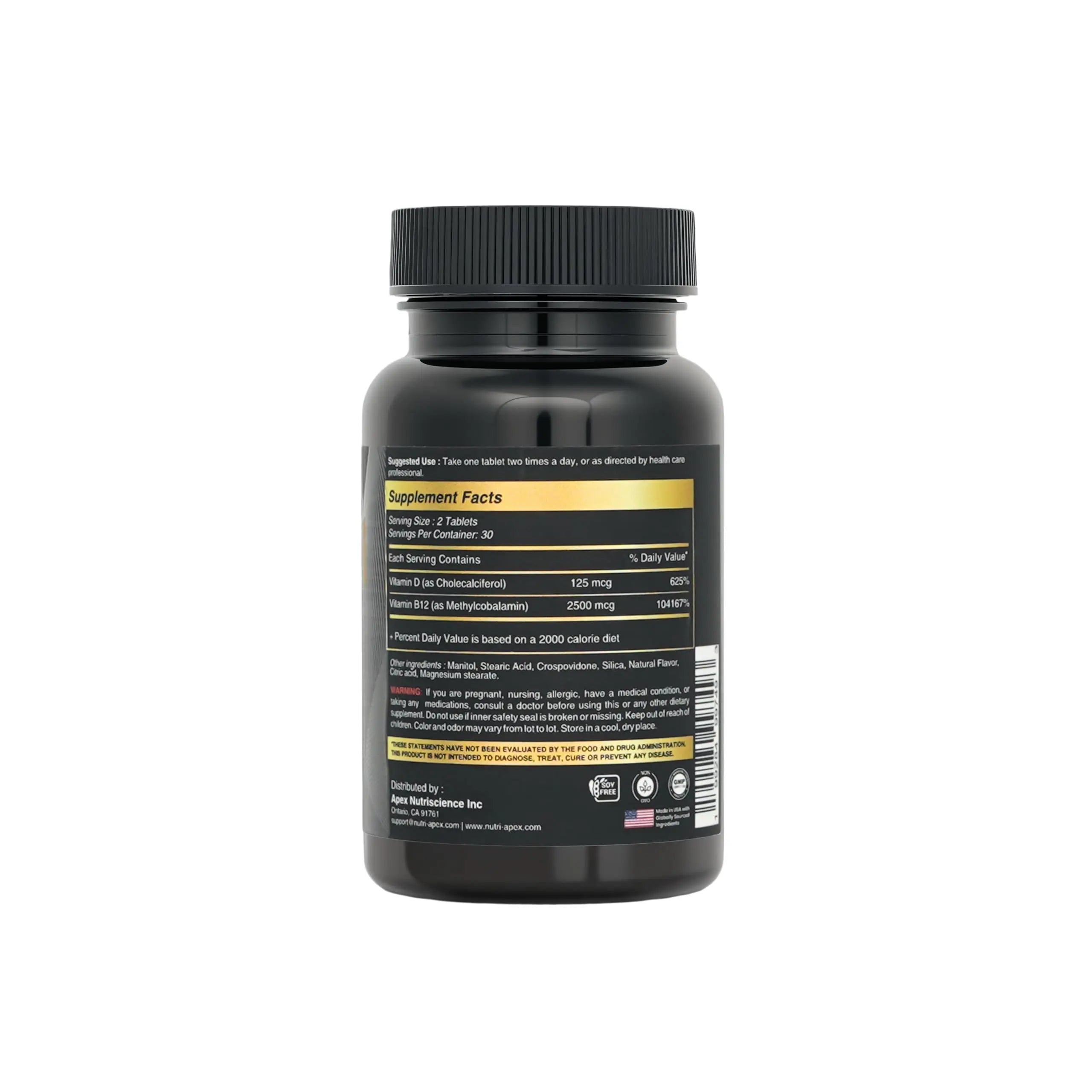 Nutri Apex Vitamin B12 & D3 Sublingual Tablets - 2500 mcg B12 & 125 mcg (5000 IU) D3 - Highly Bioavailable for Energy, Mood & Bone Health - Lab-Tested Nutri Apex uk supplements