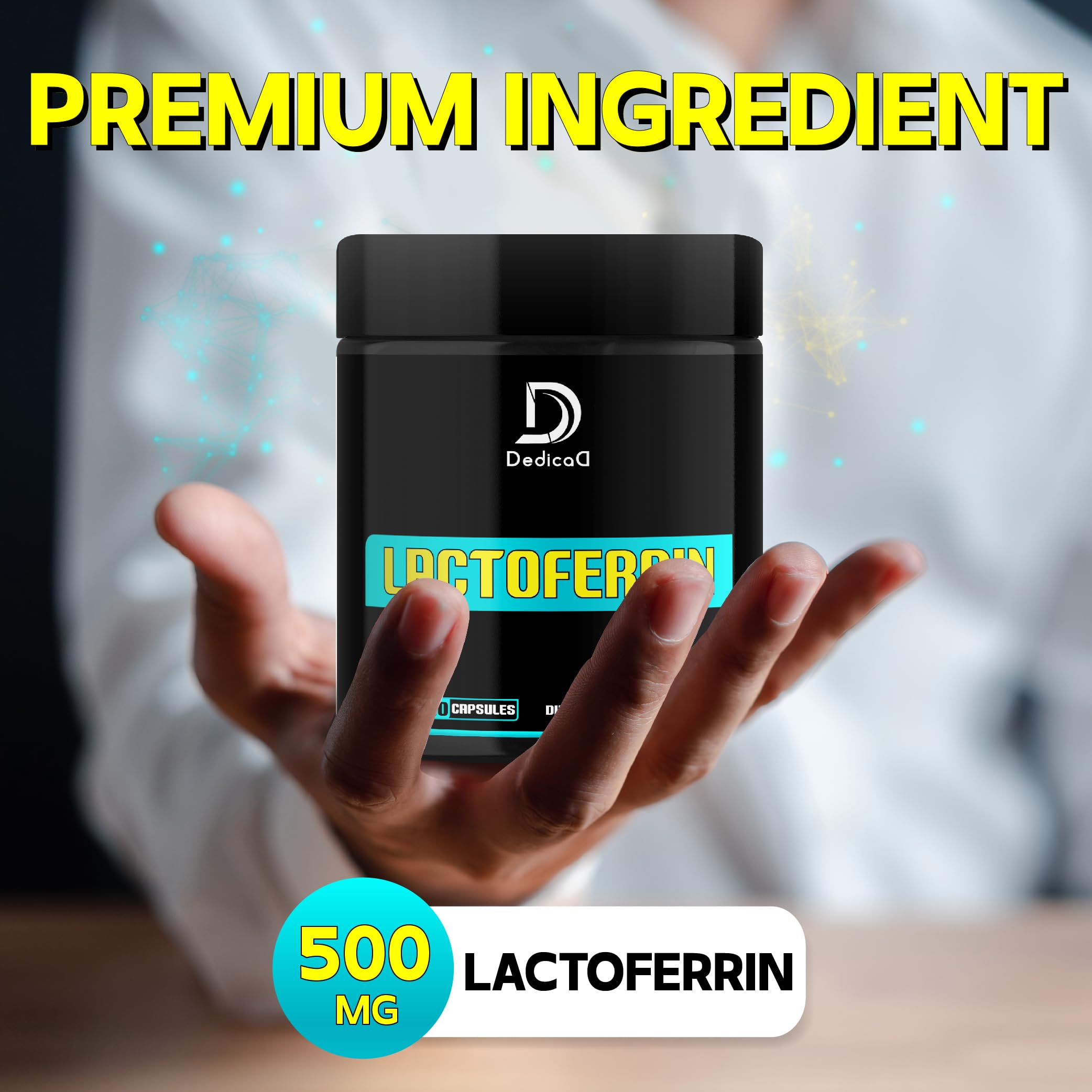 DEDICAD 500Mg Lactoferrin Supplement - 120 Capsules for 2-Month Supply DEDICAD uk supplements