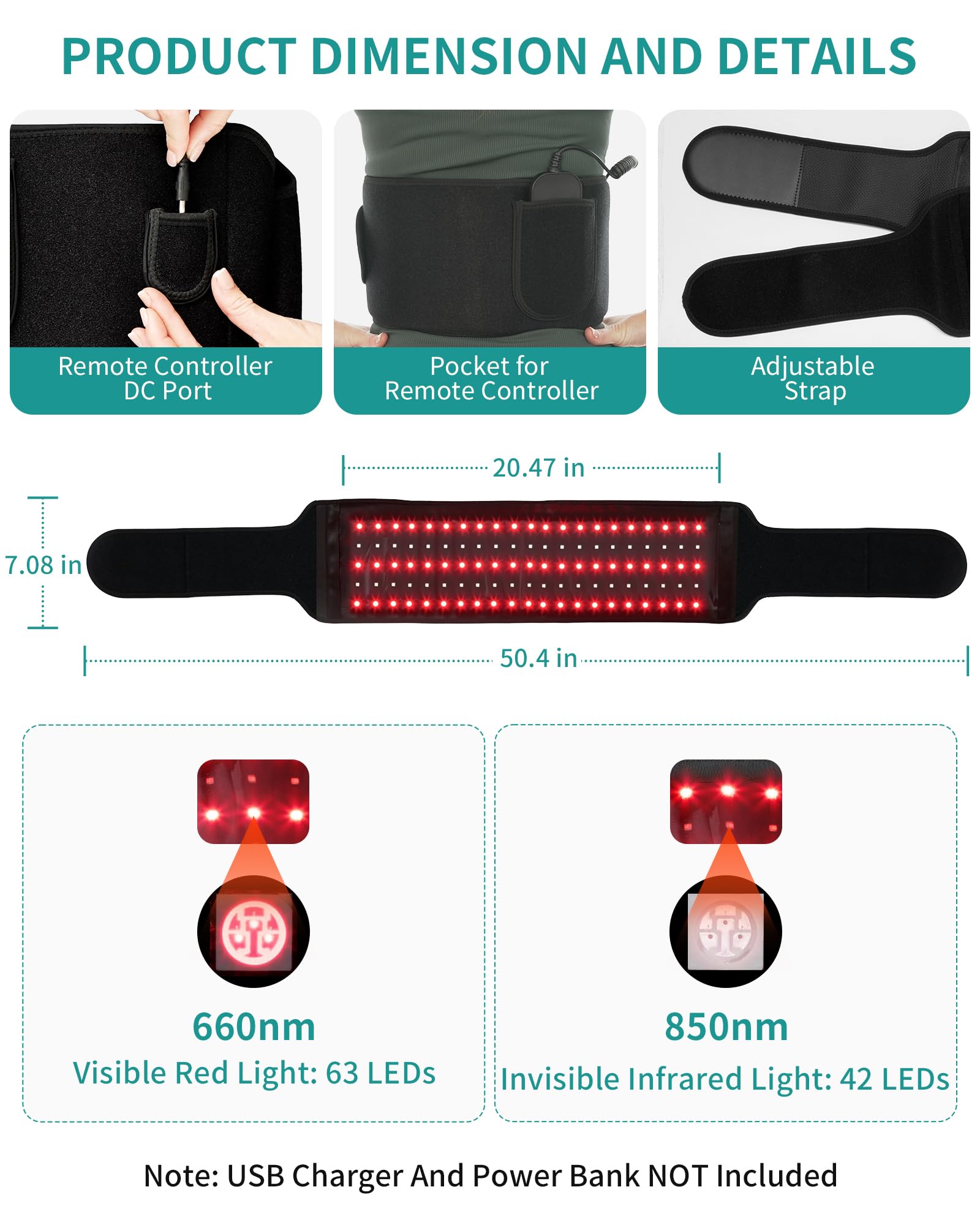 Nekteck Red Light Therapy Belt for Body, Wireless Near-Infrared Light Pad for Pain Relief, Inflammation Nekteck uk supplements