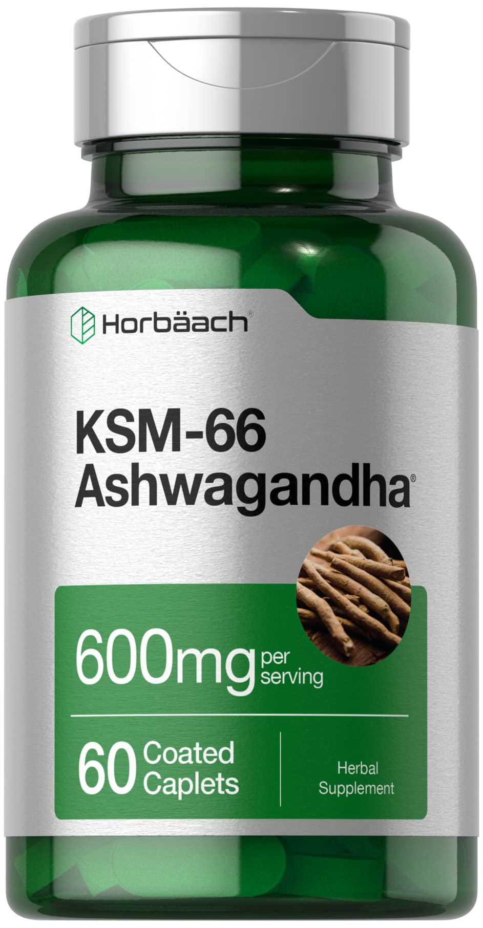 Horbäach KSM-66 Ashwagandha 600mg | with L-Theanine | 60 Coated Caplets | Vegan, Non-GMO, Gluten Free Complex Supplement Horbäach uk supplements