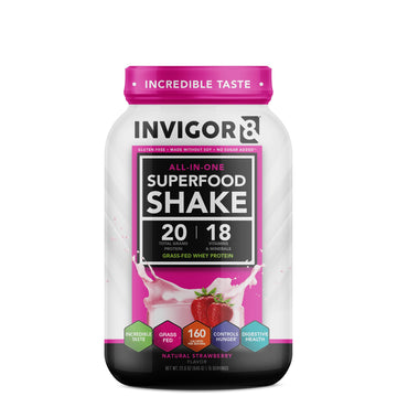 INVIGOR8 Superfood Grass Fed Whey Protein Isolate Shake Natural Strawberry Gluten-Free INVIGOR8 uk supplements