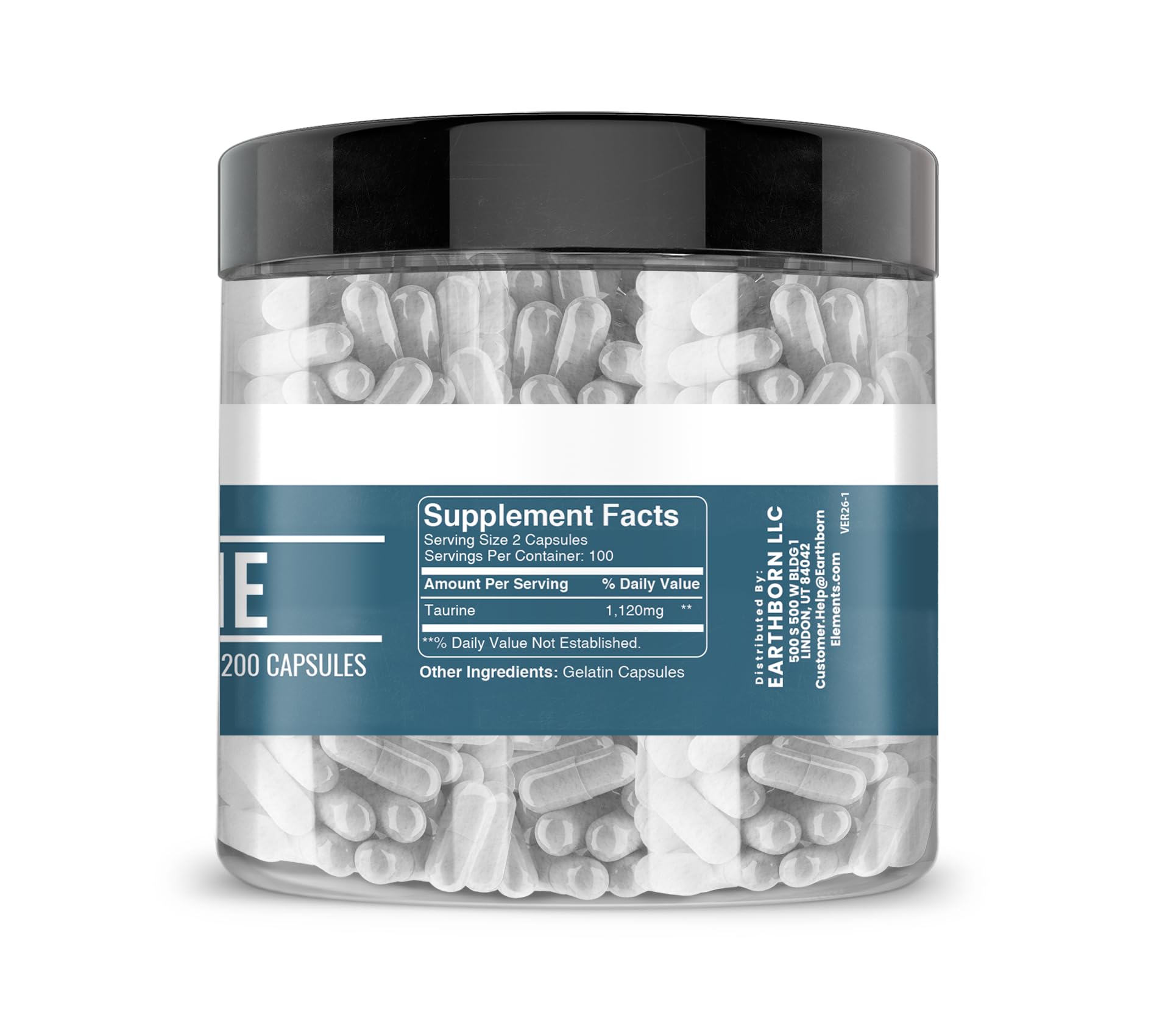 Earthborn Elements Taurine, 200 Capsules, Pure & Undiluted, No Additives Earthborn Elements uk supplements