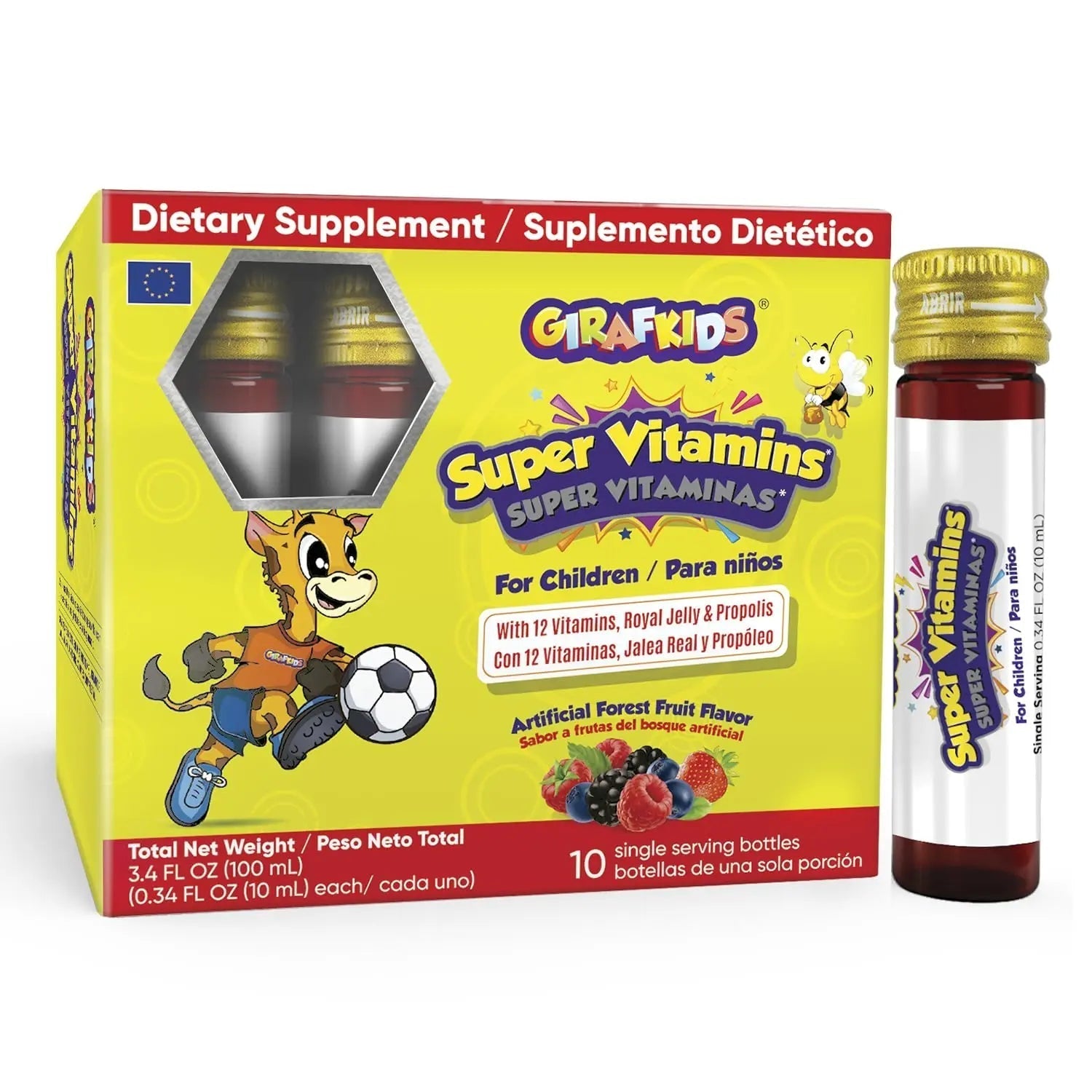 GirafKids Super Vitamins for Kids with Royal Jelly and Propolis, 10 multivitamin servings - Wellness Formula Vitamin C, B Complex, D3, E & Folic Acid PHARMADEL uk supplements