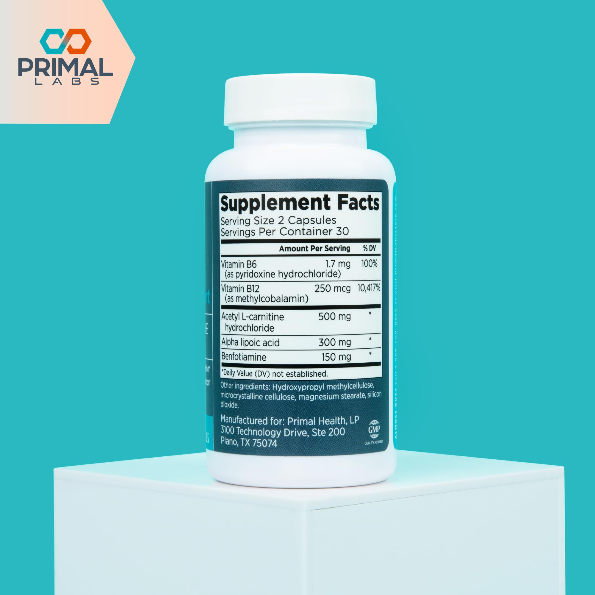 Primal Labs Nerve Support Capsules - Supports Nerve Health, Sensory Function & Comfort - Benfotiamine, Alpha Lipoic Acid, Acetyl L-Carnitine, Vitamins B6 B12-60 Count Primal Labs uk supplements