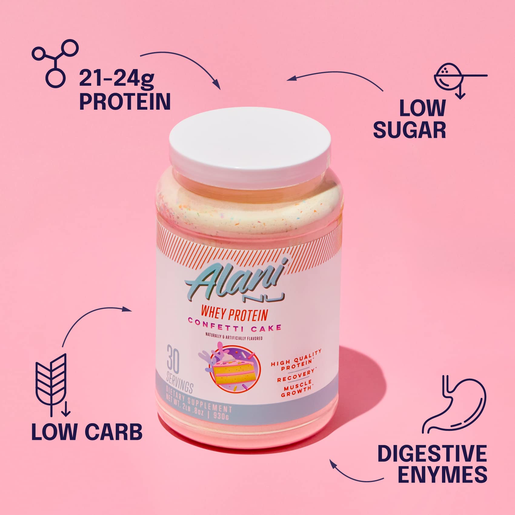 Alani Nu Whey Protein Powder Confetti Cake | 23g Protein with Low Sugar & Digestive Enzymes Alani Nu uk supplements