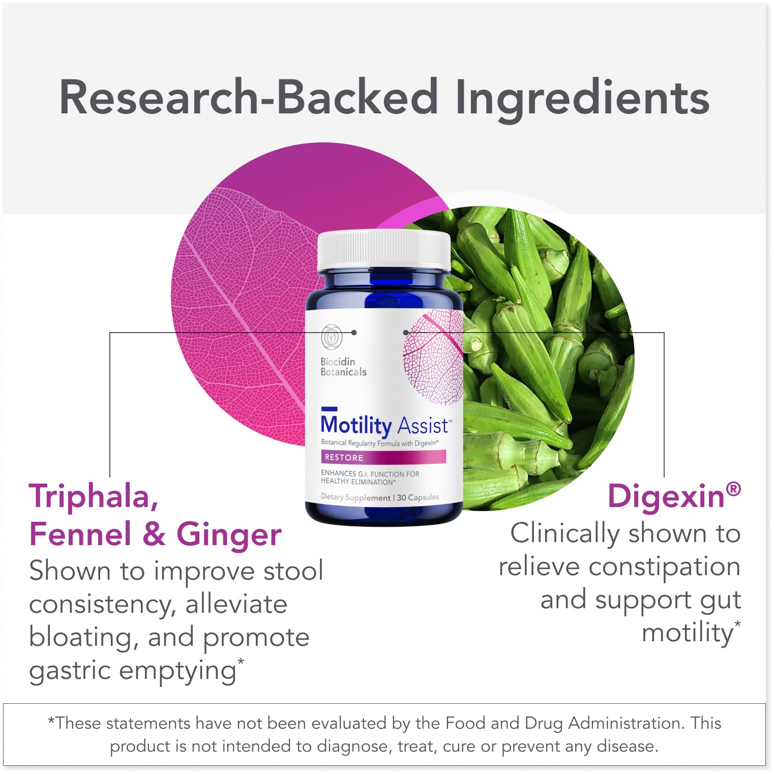 Biocidin Motility Assist - Gut Motility Supplement & Activator - Gut Health Regularity Formula with Digexin - Non-Laxative for Constipation Relief
