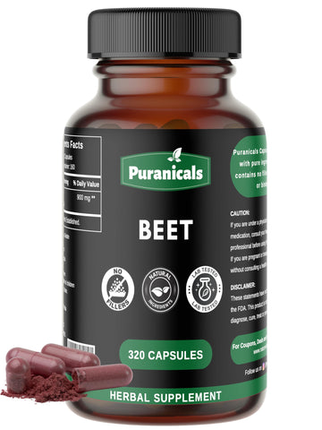 Puranicals Beet Premium 320 Capsules Nitric Oxide Booster | Herbal Supplement | 900 mg Puranicals uk supplements