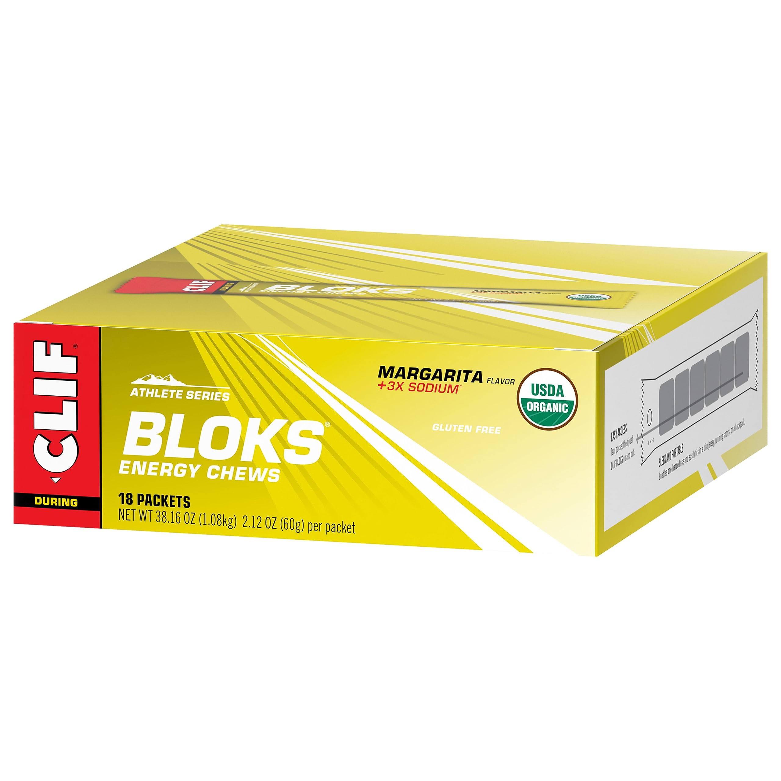 CLIF BLOKS - Margarita Flavor with 3X Sodium - Energy Chews - Non-GMO Clif Bar uk supplements