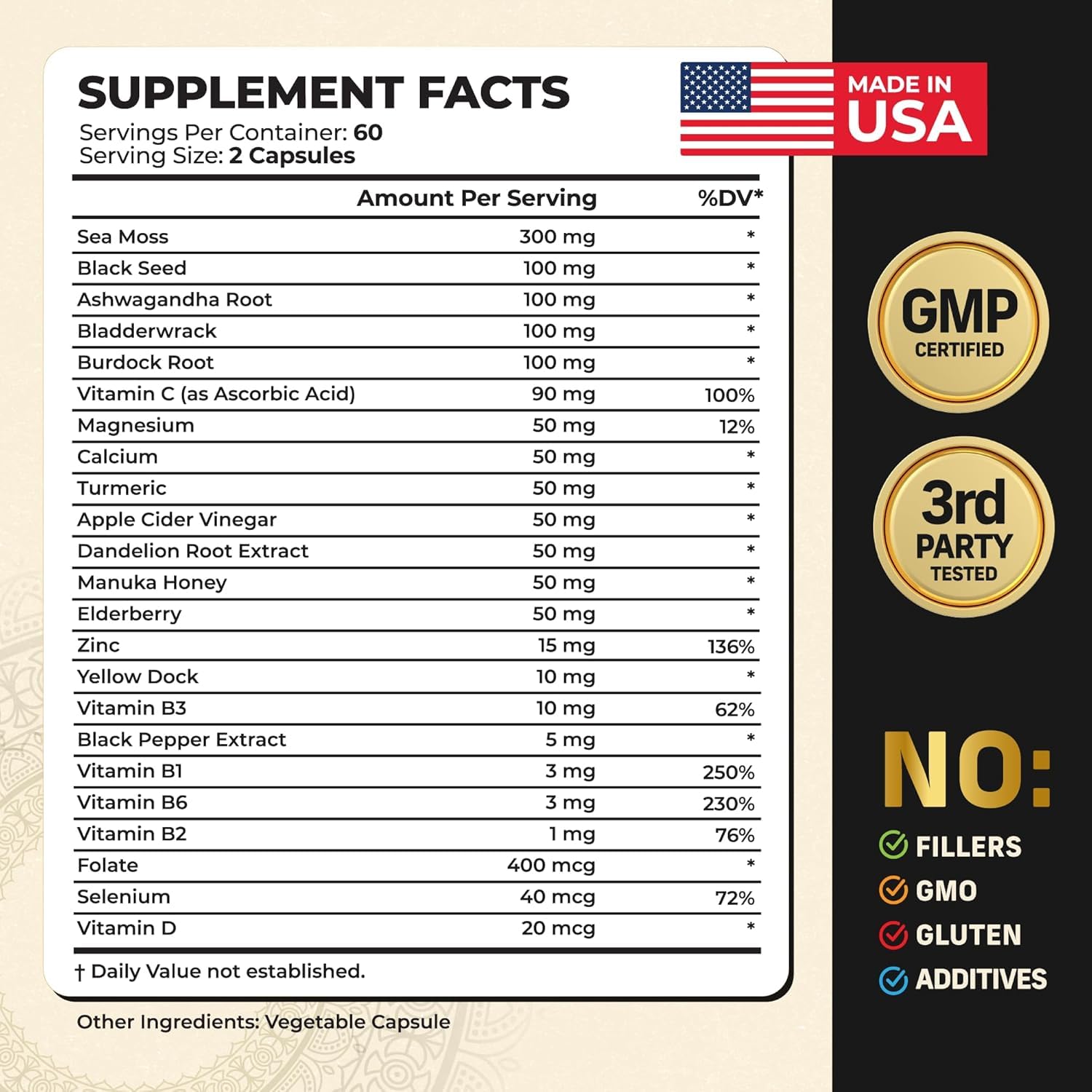 Alpha Tribe Multivitamin for Men with Sea Moss, Black Seed Oil, Ashwagandha, Turmeric, Bladderwrack, Burdock, Vitamin C, Elderberry, Manuka | Daily Vitamins & Minerals Supplement Capsules - 240 Count Alpha Tribe uk supplements