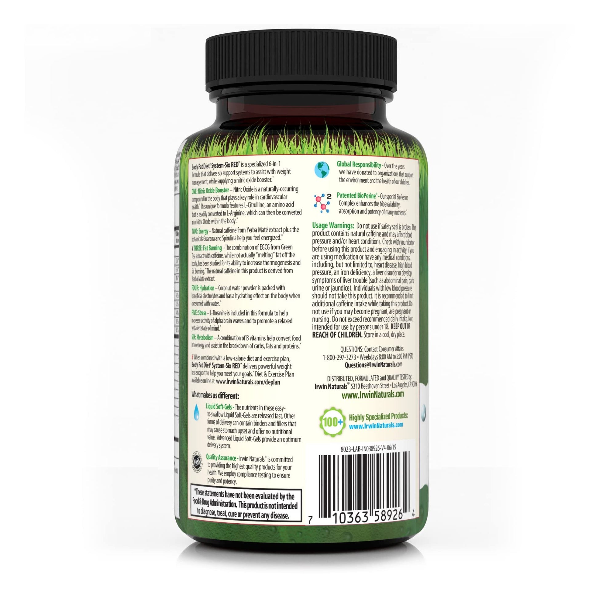 Irwin Naturals Body Fat Diet System-Six RED - 72 Liquid Soft-Gels, Pack of 2 - 6-in-1 Formula Irwin Naturals uk supplements