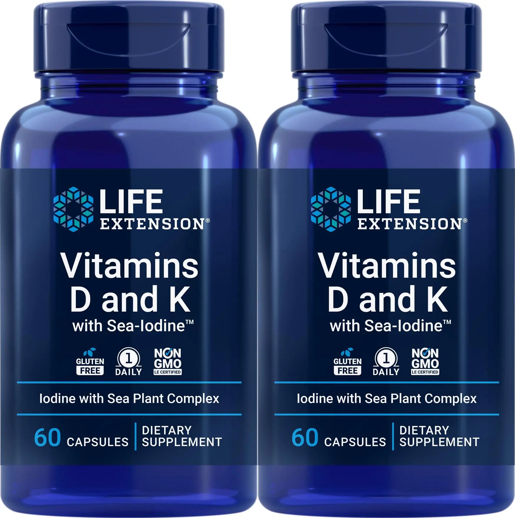 Life Extension Vitamins D and K with Sea-Iodine 60 Capsules (2pack) Life Extension uk supplements