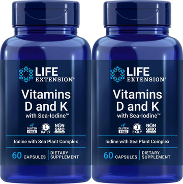 Life Extension Vitamins D and K with Sea-Iodine 60 Capsules (2pack) Life Extension uk supplements