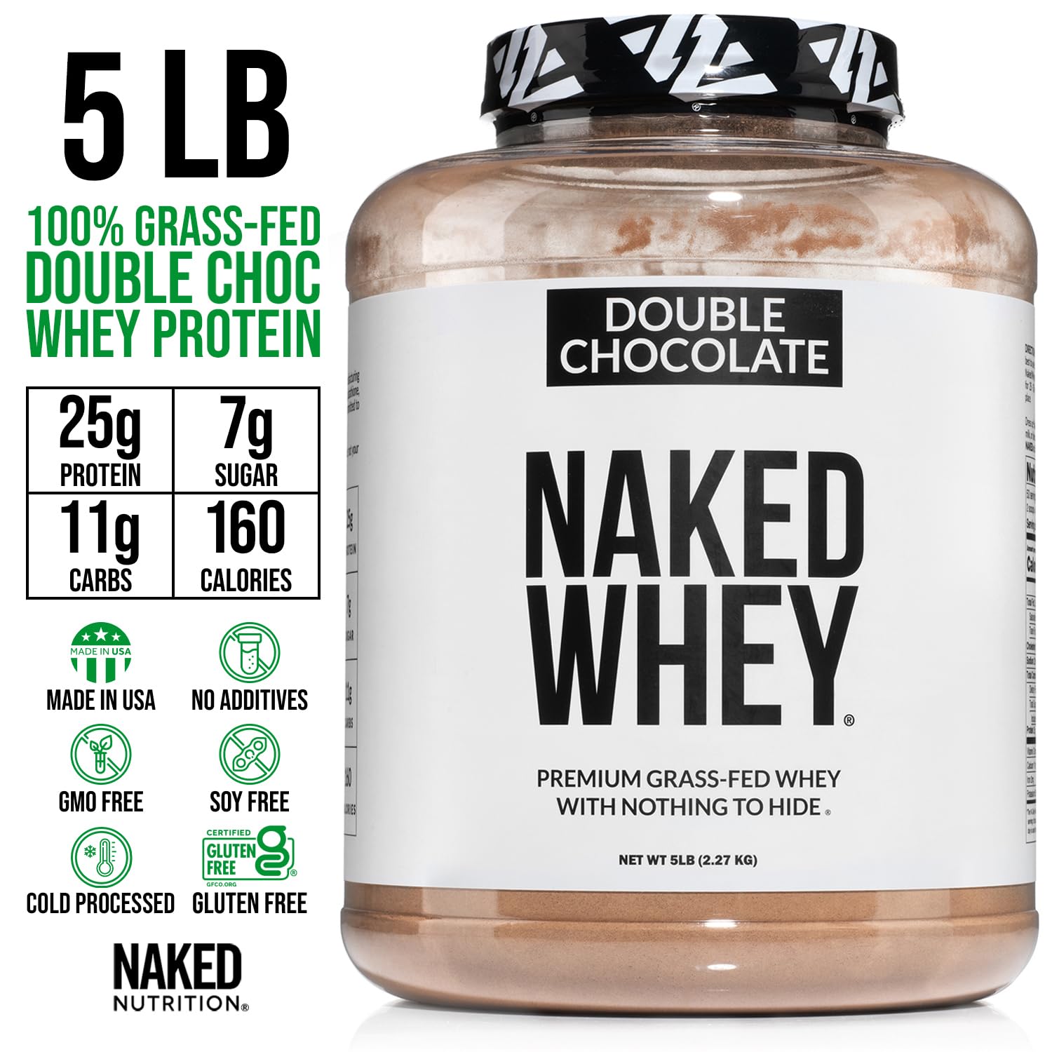NAKED Whey Double Chocolate Grass Fed Whey Protein Powder, No GMO, No Soy NAKED uk supplements