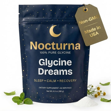 Nocturna Glycine Supplement – 100% Pure 3g Glycine Powder for Sleep, Calm & Recovery – USA Made Sleep Aid for Men & Women – Non-GMO & Completely Natural - 6.3Oz for 60 Servings Nocturna uk supplements