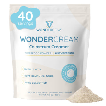 WONDERCOW Bovine Colostrum Superfood Creamer Supplement Powder w/Organic Lions Mane Mushroom & Coconut Milk Powder MCTs | Functional Sugar Free Keto Coffee, Smoothie & Drink Mix Unsweetened WONDERCOW uk supplements