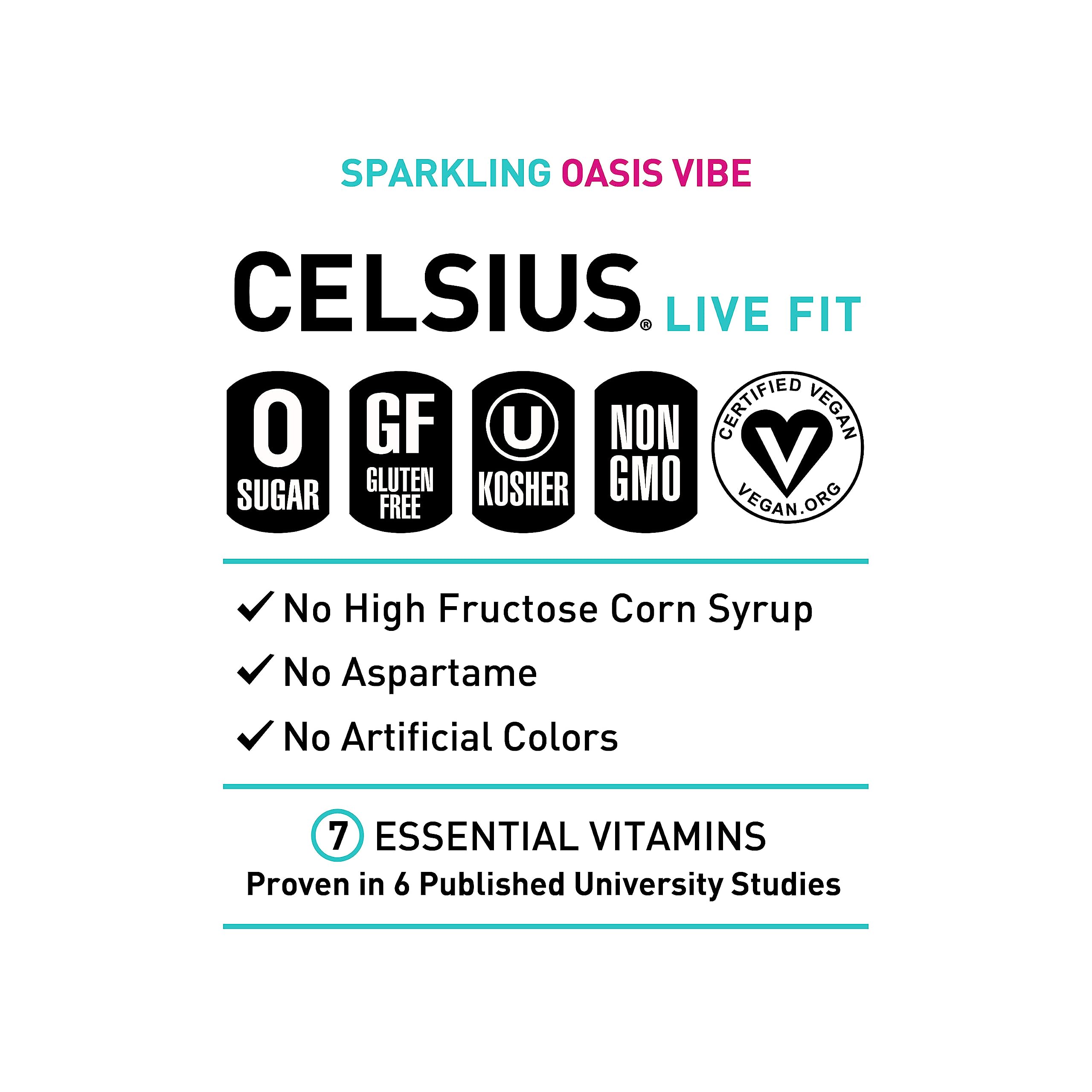CELSIUS Sparkling Oasis Vibe, Functional Essential Energy Drink, 12 Fl Oz (Pack of 12) CELSIUS uk supplements