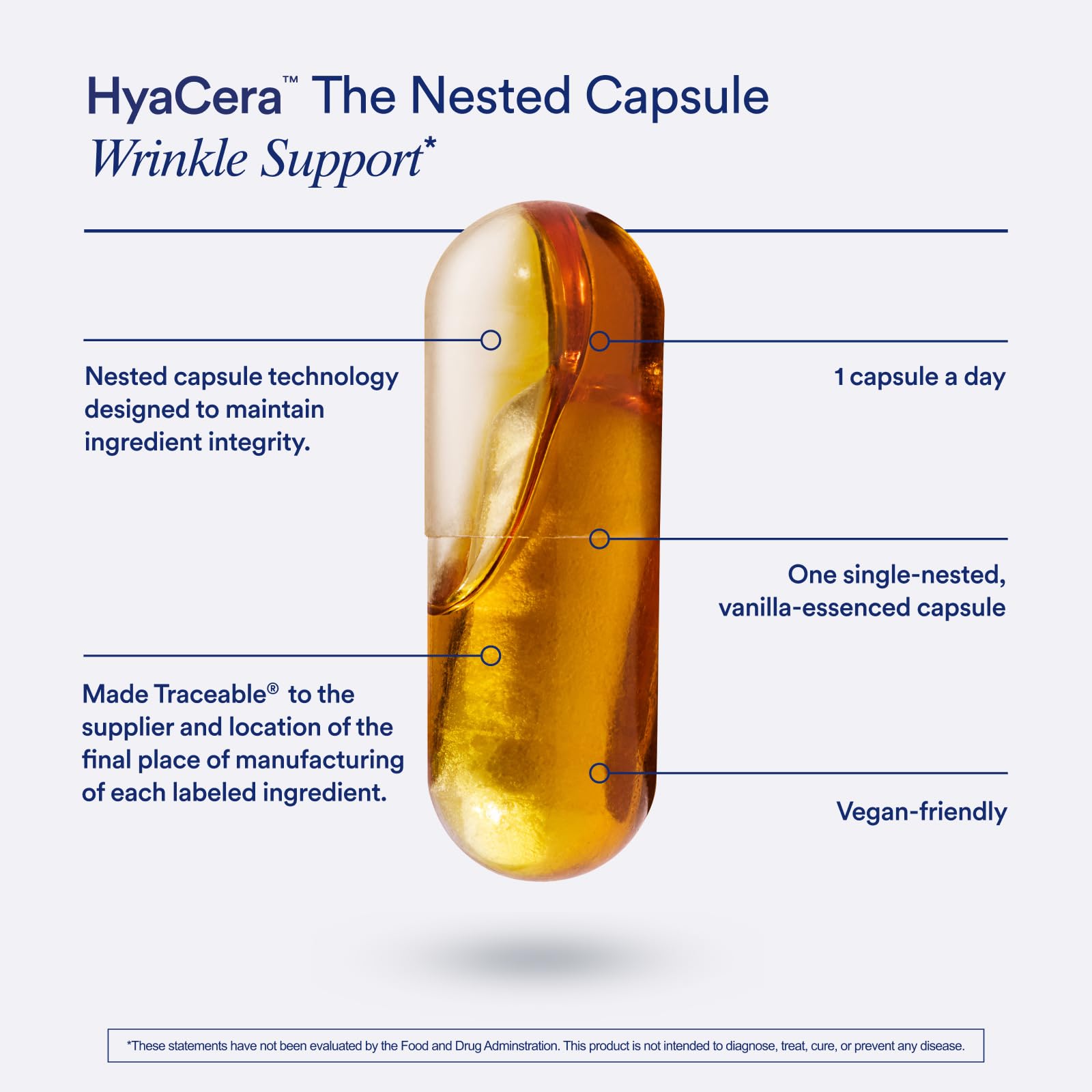 Ritual HyaCera Skin Supplement for Wrinkle Support, with Hyabest® and Ceratiq® for Skin Hydration Support, Hyaluronic Acid, Glycolipids, Ceramides, Gluten Free, Non GMO, Vanilla Essence, 30 Day Supply Ritual uk supplements