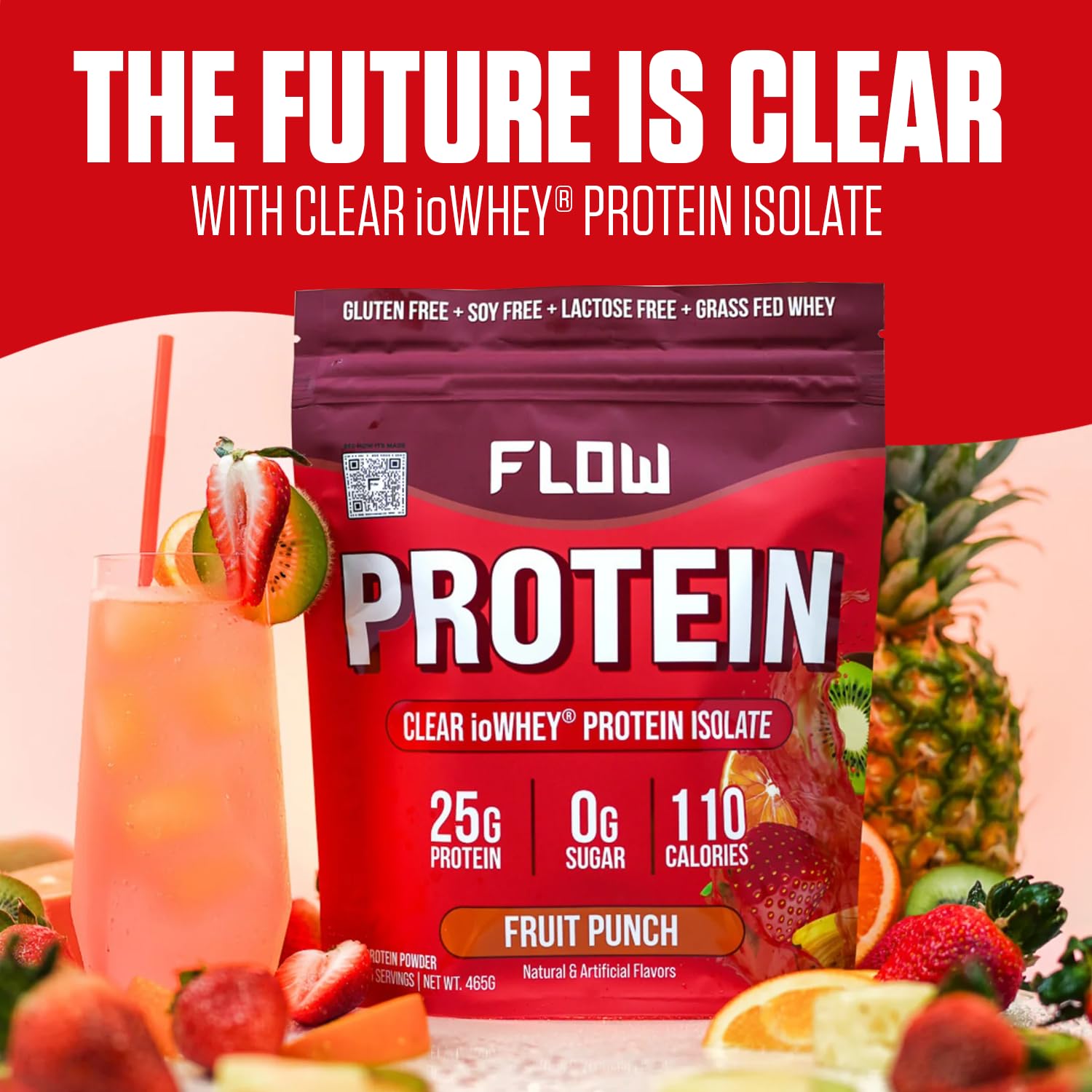 Flow Supps Clear Whey Isolate Protein Powder, Fruit Punch - 15 Servings, 25g Protein Flow Supplements uk supplements