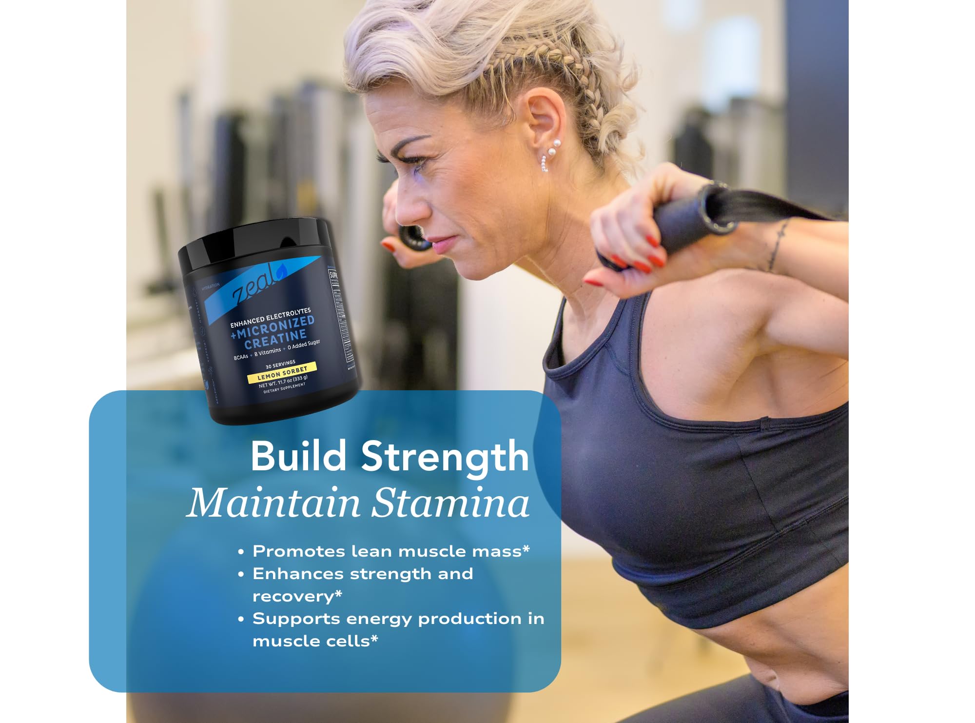 Zeal Naturals Creatine with Electrolytes & Brain Health Nootropics - 30 Servings | Women's Support for Energy, Strength, Focus, & Hydration with B Vitamins | Lemon Sorbet | Zero Sugar No Bloat Formula Zeal Naturals uk supplements