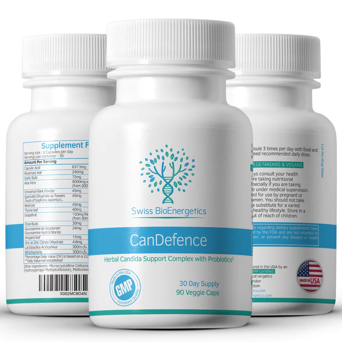 CanDefence - Candida Cleanse Ultimate Extra Strength All-in-ONE Formulation with Caprylic Acid, Probiotics and a synergistic Balance of 11 Different Botanicals - 90 Capsules swiss bioenergetics uk supplements