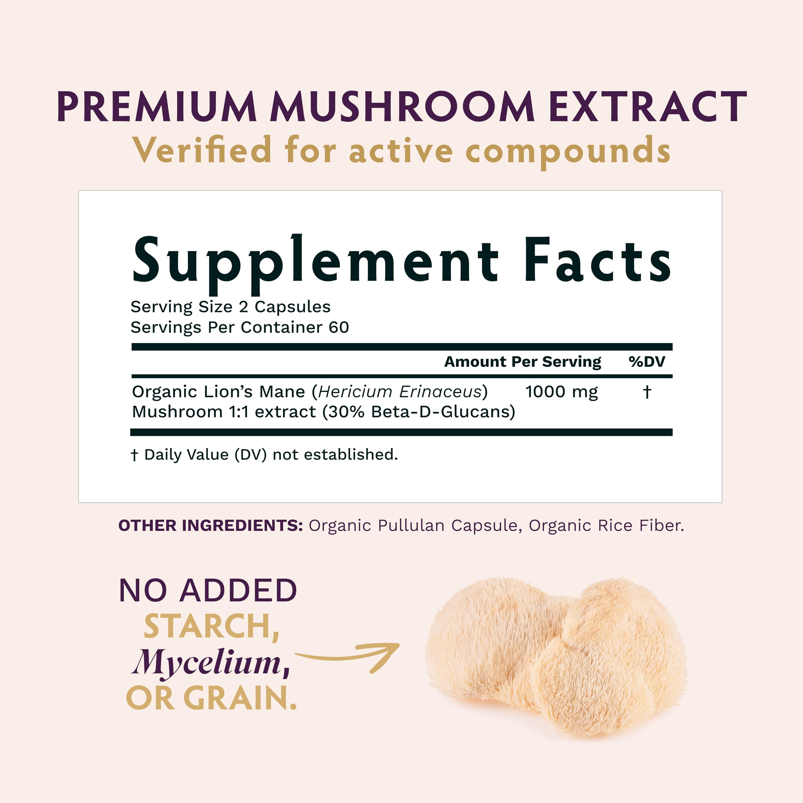 TRIBE ORGANICS Lion’s Mane Supplement 1000mg Mushroom Extract Powder - Immune System Booster & Brain Nootropic for Focus and Memory | Mental Clarity | Natural Energy and Immunity - 120 Vegan Capsules TRIBE ORGANICS uk supplements
