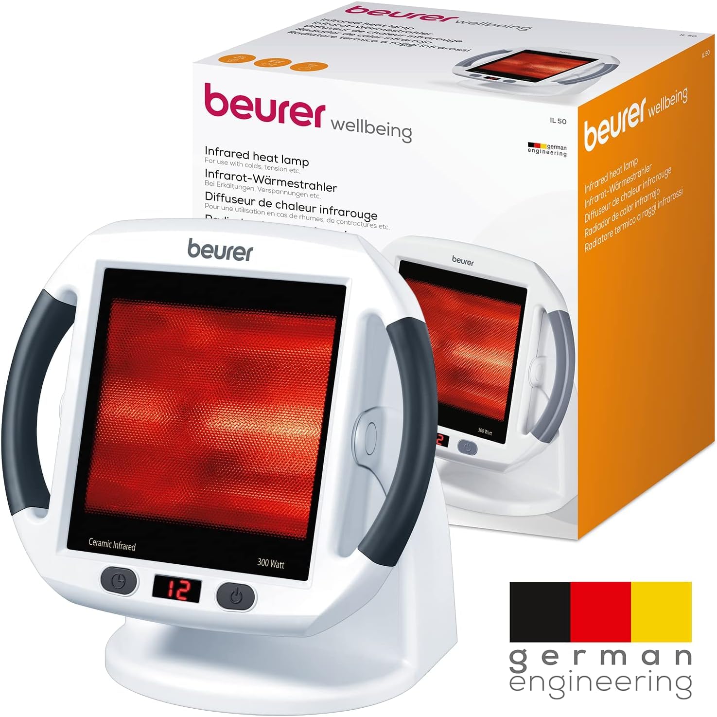 Beurer IL50 Infrared Heat Lamp Heated Red Light Therapy Lamp for Body, Face, Sinuses, & Skin - Effective Beurer uk supplements