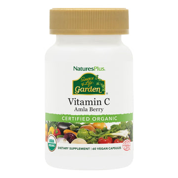 NaturesPlus Source of Life Garden Vitamin C - 60 Capsules - Immune System Support - USDA Certified Organic, Non-GMO, Vegan, Gluten Free - 30 Servings NaturesPlus uk supplements
