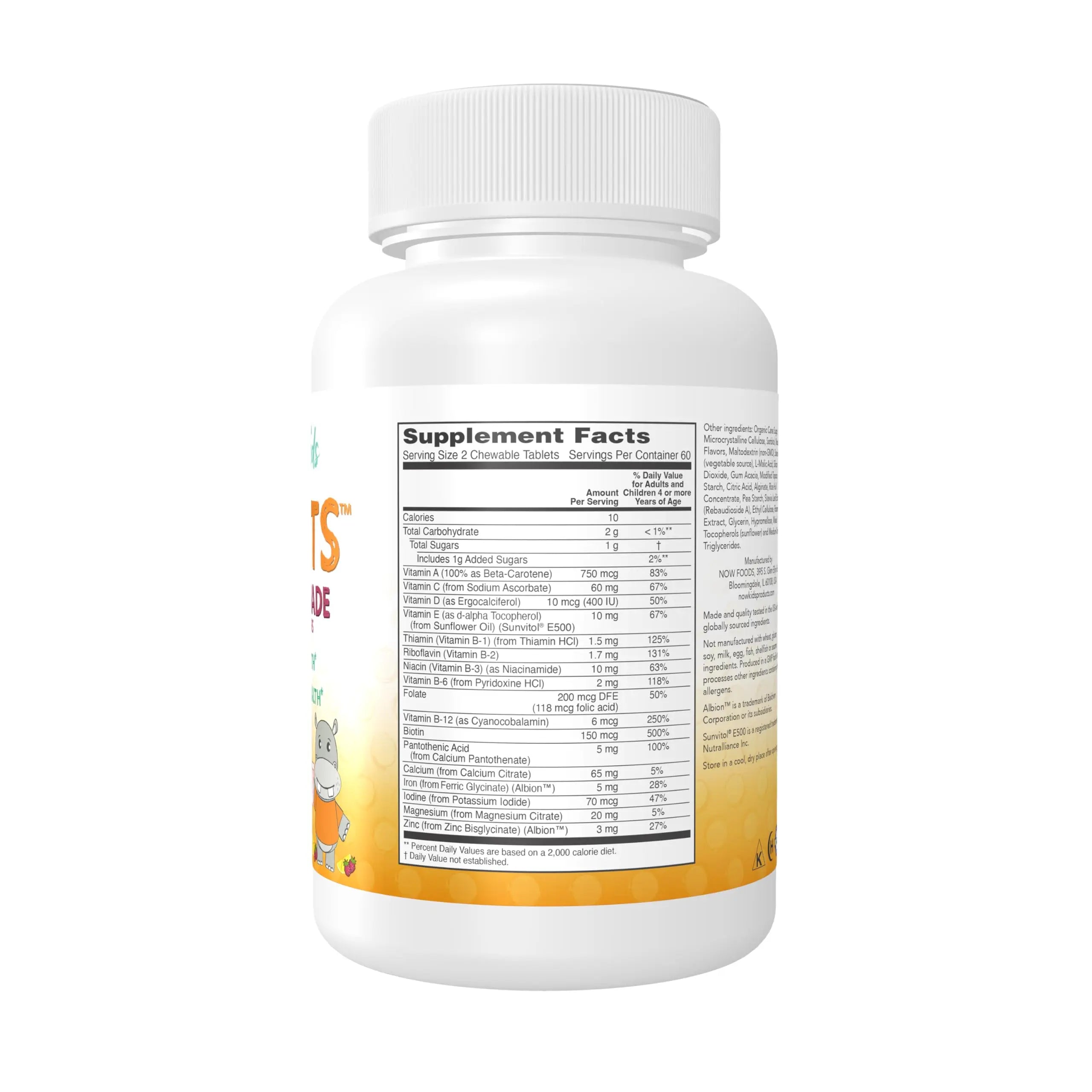 NOW Kids Supplements, Kid Vits Multivitamin, Berry Lemonade Flavor, 120 Chewable Tablets NOW Foods uk supplements