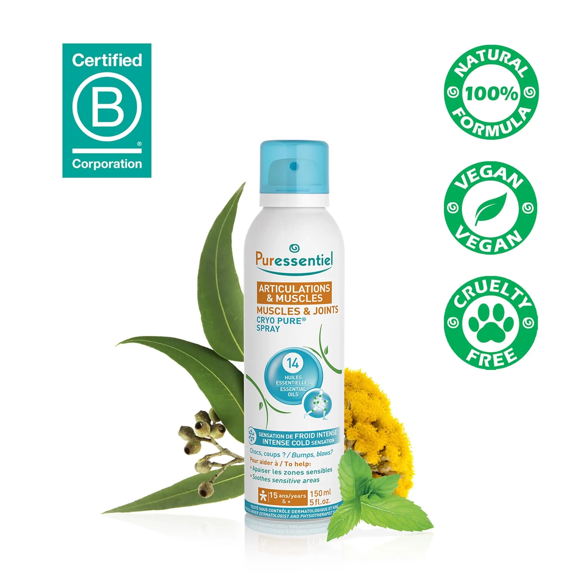 Puressentiel Muscles and Joints Cryo Pure Spray - Natural Menthol and Essential Oils Soothe Muscle Stiffness - Long Lasting Cooling Sensation - 5 oz Puressentiel uk supplements