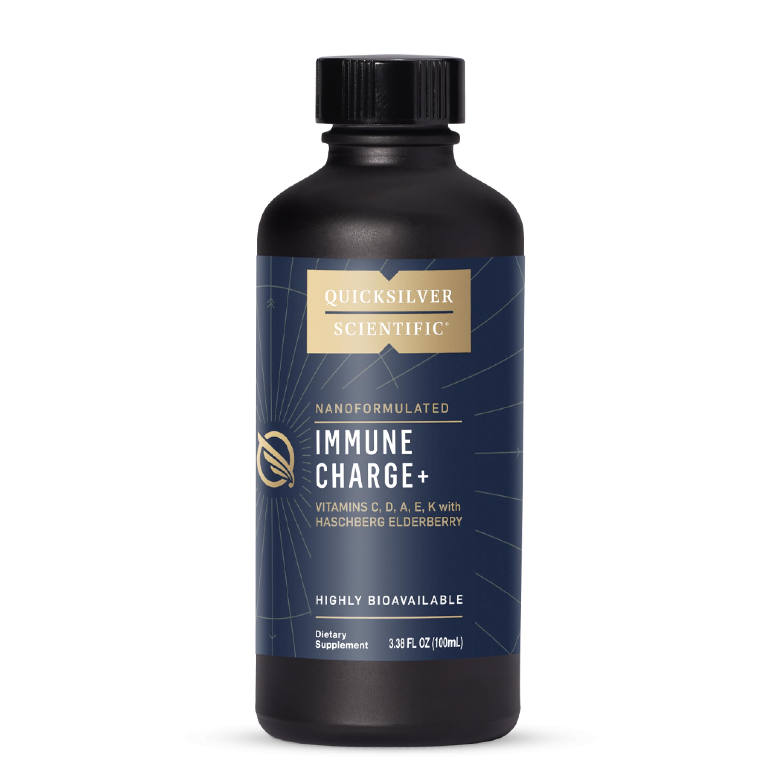 Quicksilver Scientific Immune Charge+ - Elderberry with 10,000 IU Vitamin D3, 25,000 Vitamin A, C, E, K1 & K2 for Immune Health & Lung Support (100ml) Quicksilver Scientific uk supplements