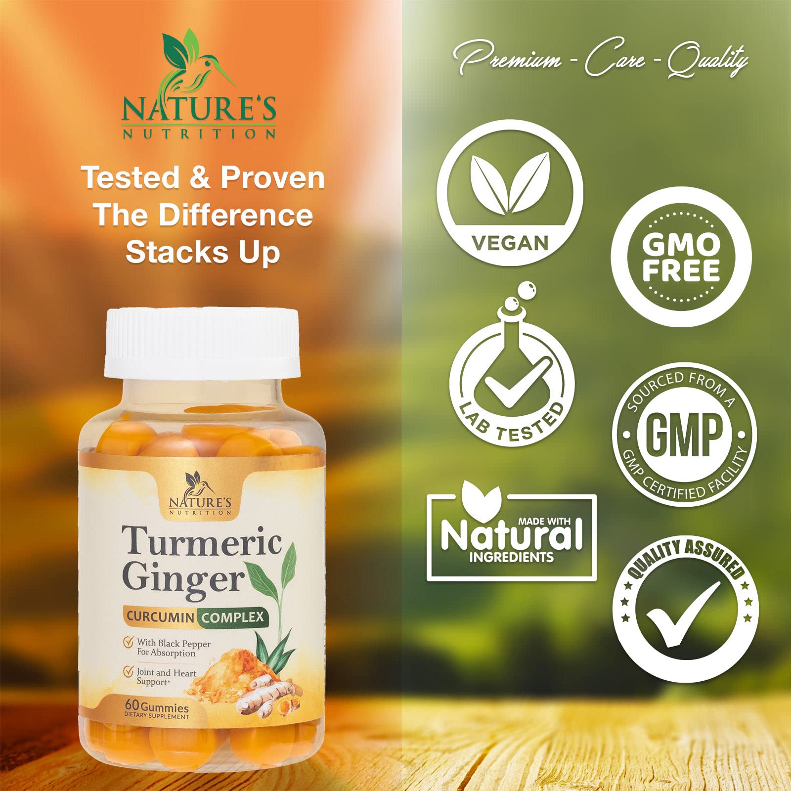 Turmeric Ginger Gummies - Vegan Turmeric Curcumin Gummy with 95% Curcuminoids Nature's Nutrition uk supplements