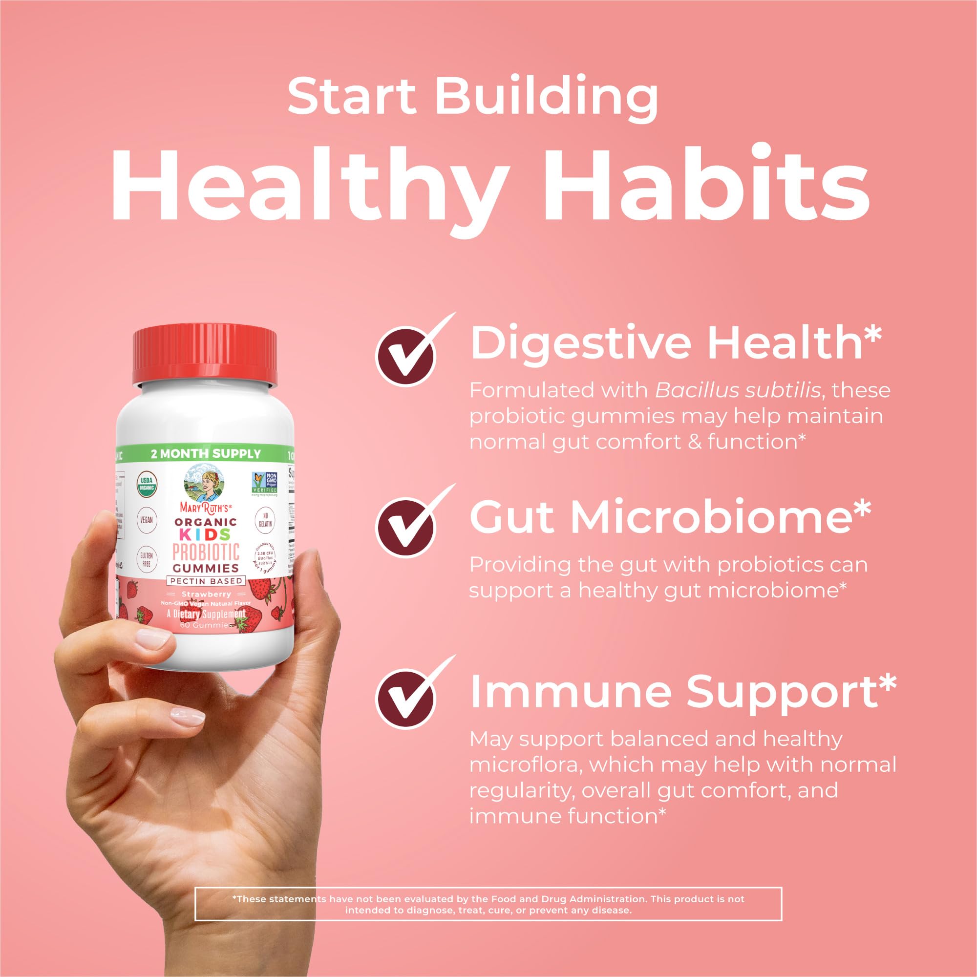 MaryRuth Organics Kids Probiotics for Digestive Health | USDA Probiotic Gummies | 2 Month Supply | Kids Probiotics | Immune Support | Gut Health Supplement | Vegan | Non-GMO | Gluten Free | 60 Count MARYRUTH'S uk supplements