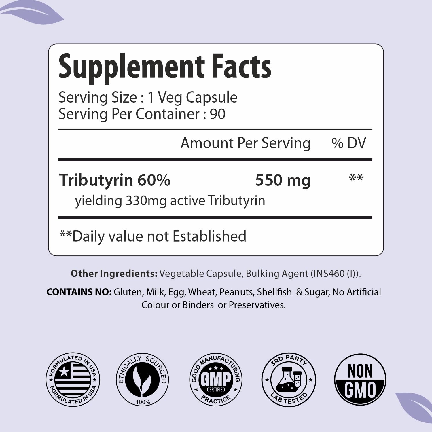 ForestVibe Tributyrin Supplement 550mg, Advanced Butyrate Form for Gut Health, 60% Standardized, More Effective Delivery Than Sodium Butyrate, 90 Capsules, Non-GMO & Gluten Free Postbiotic Supplement ForestVibe uk supplements