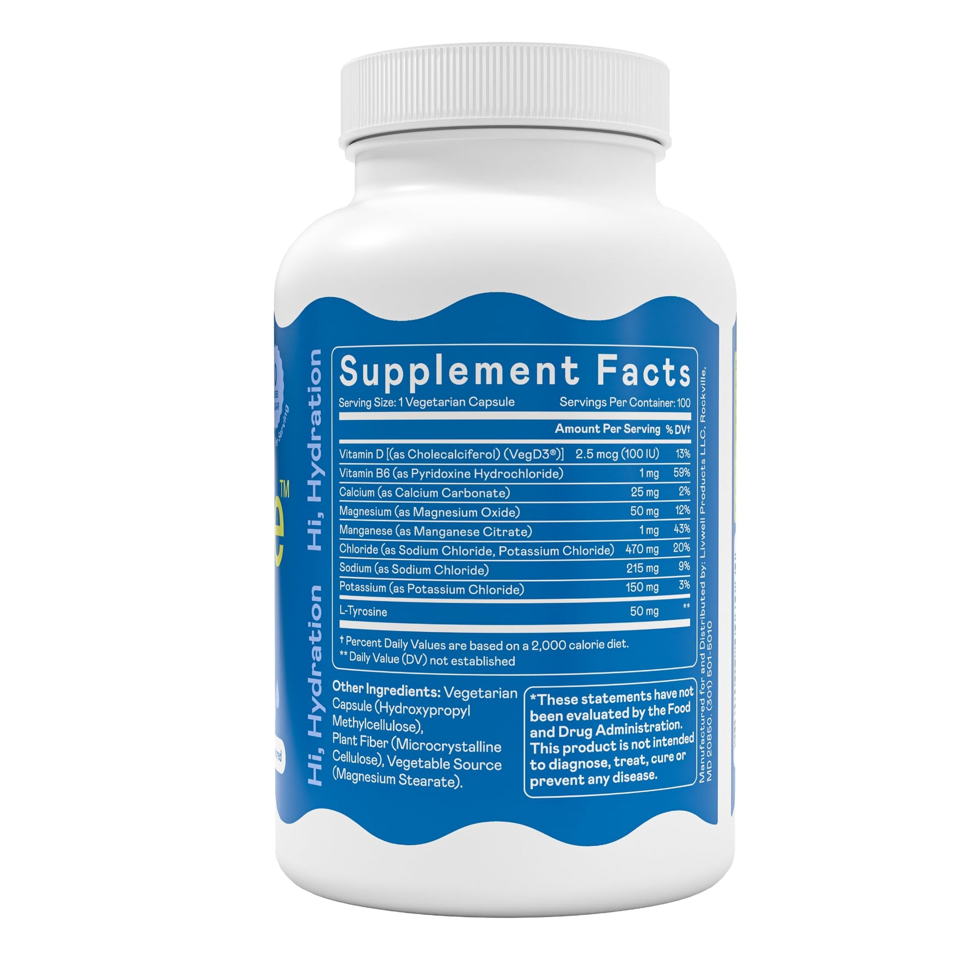 Hi-Lyte Unflavored Electrolyte Capsules - Hydration Support Supplement Tablets - Sodium, Potassium, Magnesium - 100 Servings Hi-Lyte uk supplements