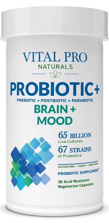 Vital Pro Naturals - Brain & Mood Probiotics + Prebiotics, Postbiotics, Parabiotics, 4-in-1 Health Supplement for Adults, High Potency, 67 Strains, Digestive, Brain and Immune Health, 30 ct Vital Planet uk supplements