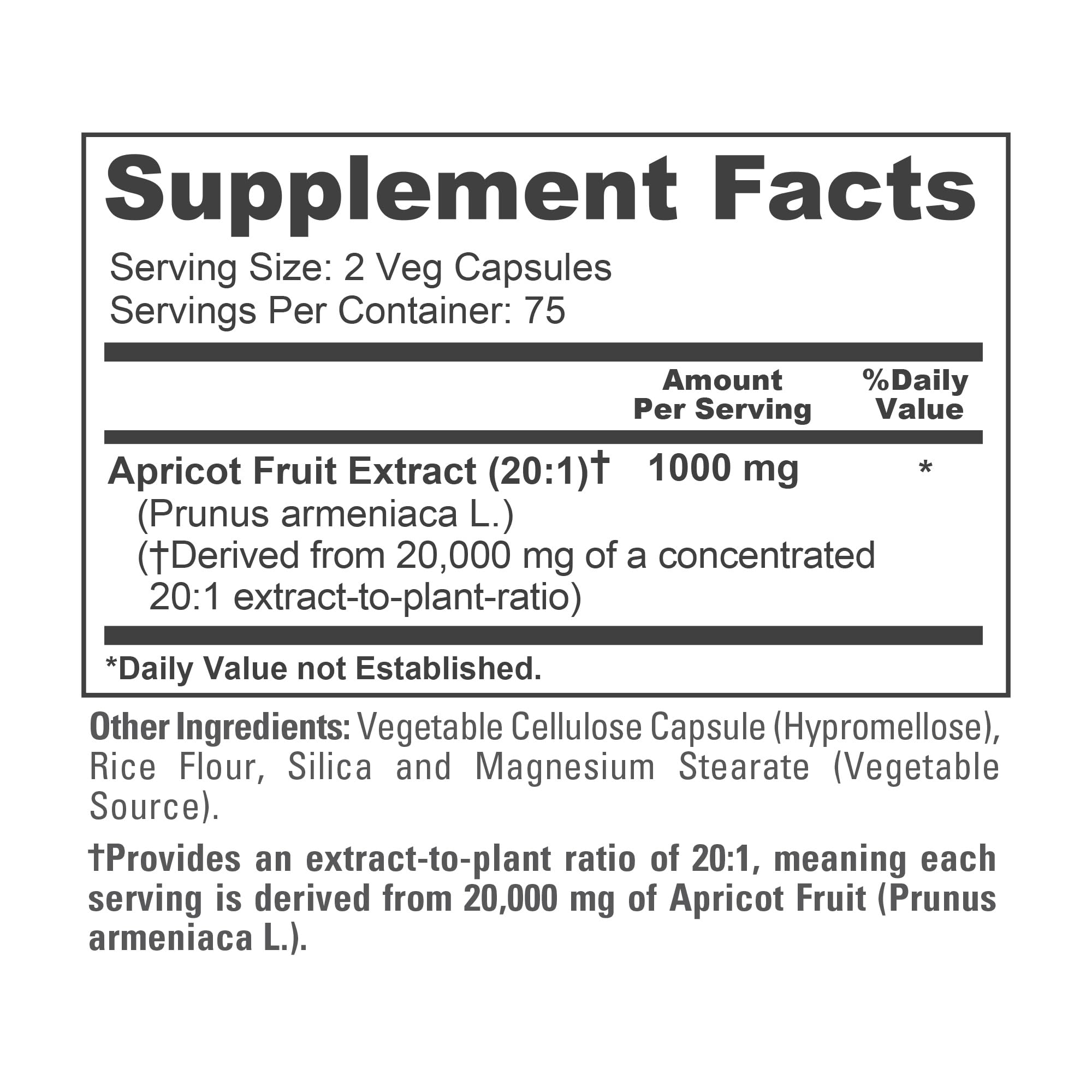 NusaPure Apricot 20:1 Extract, 1000 mg Equivalent to 20,000mg 150 Veggie Capsules (Vegan, Non-GMO) NusaPure uk supplements
