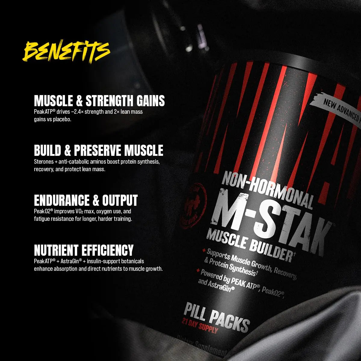 Animal M-Stak - Muscle Builder and Anabolic Mass Gainer Supplement for Bodybuilding - Lean Muscle Growth, Amino Complex and Pre Workout Energy, 21 Packs Animal uk supplements