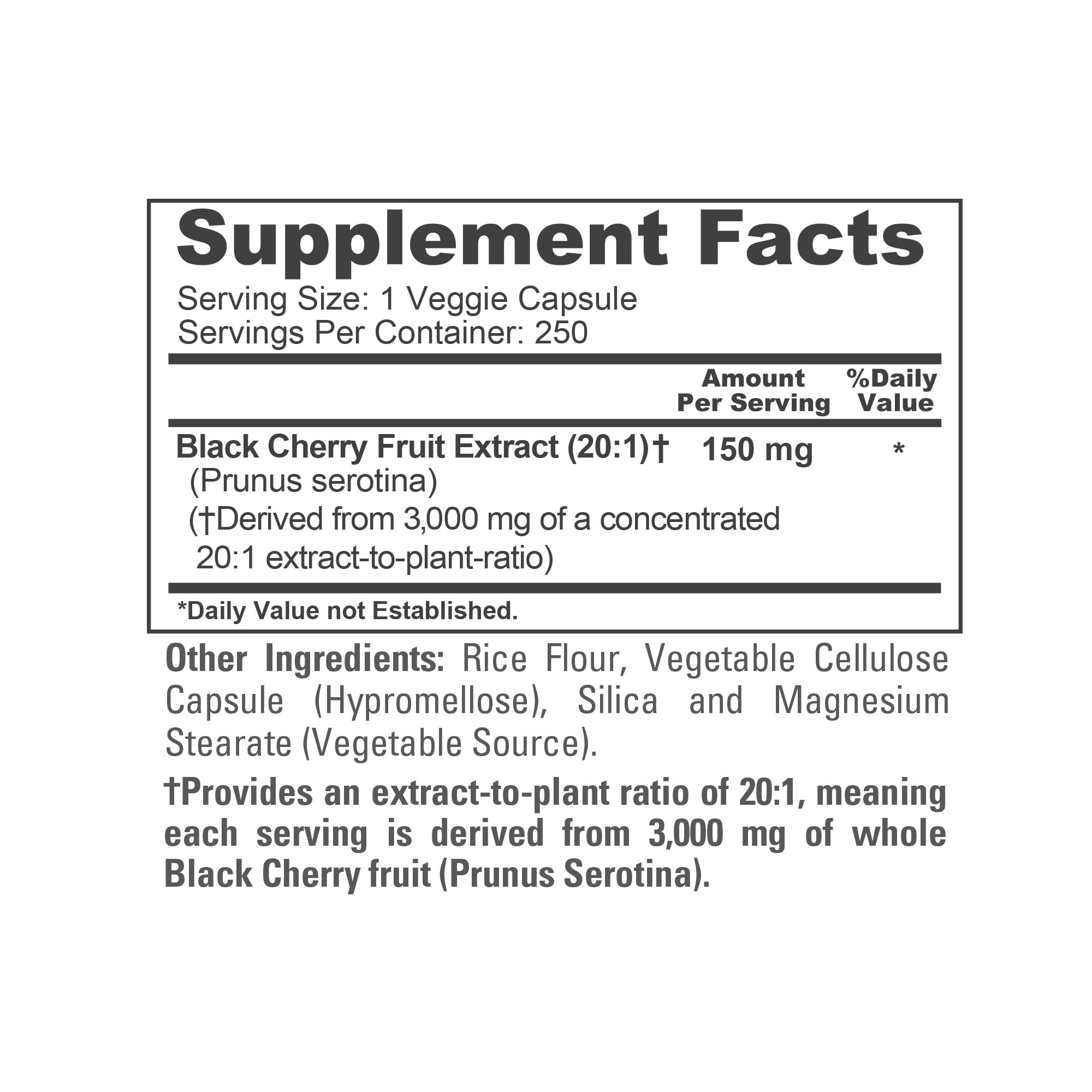NusaPure Black Cherry Extract 20:1 - Suitable for Vegetarian/Vegan, Non - GMO - 3,000mg 250 Capsules NusaPure uk supplements