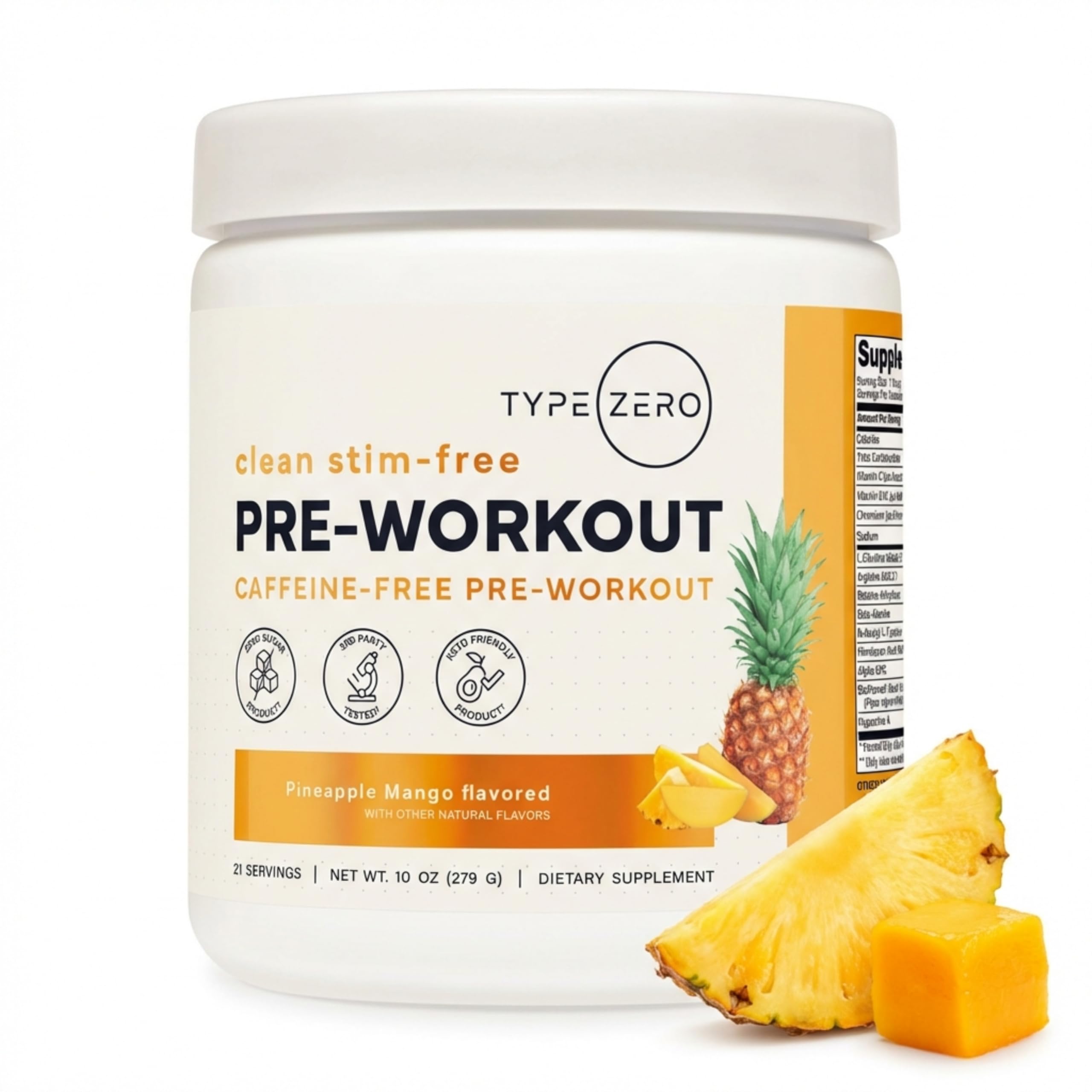 Type Zero Clean Stim Free Pre Workout Powder + Nitric Oxide Booster with L-Citrulline Malate, Arginine AKG, Beta Alanine - Caffeine & Stimulant Free - Pineapple Mango Flavor, 21 Servings Type Zero uk supplements