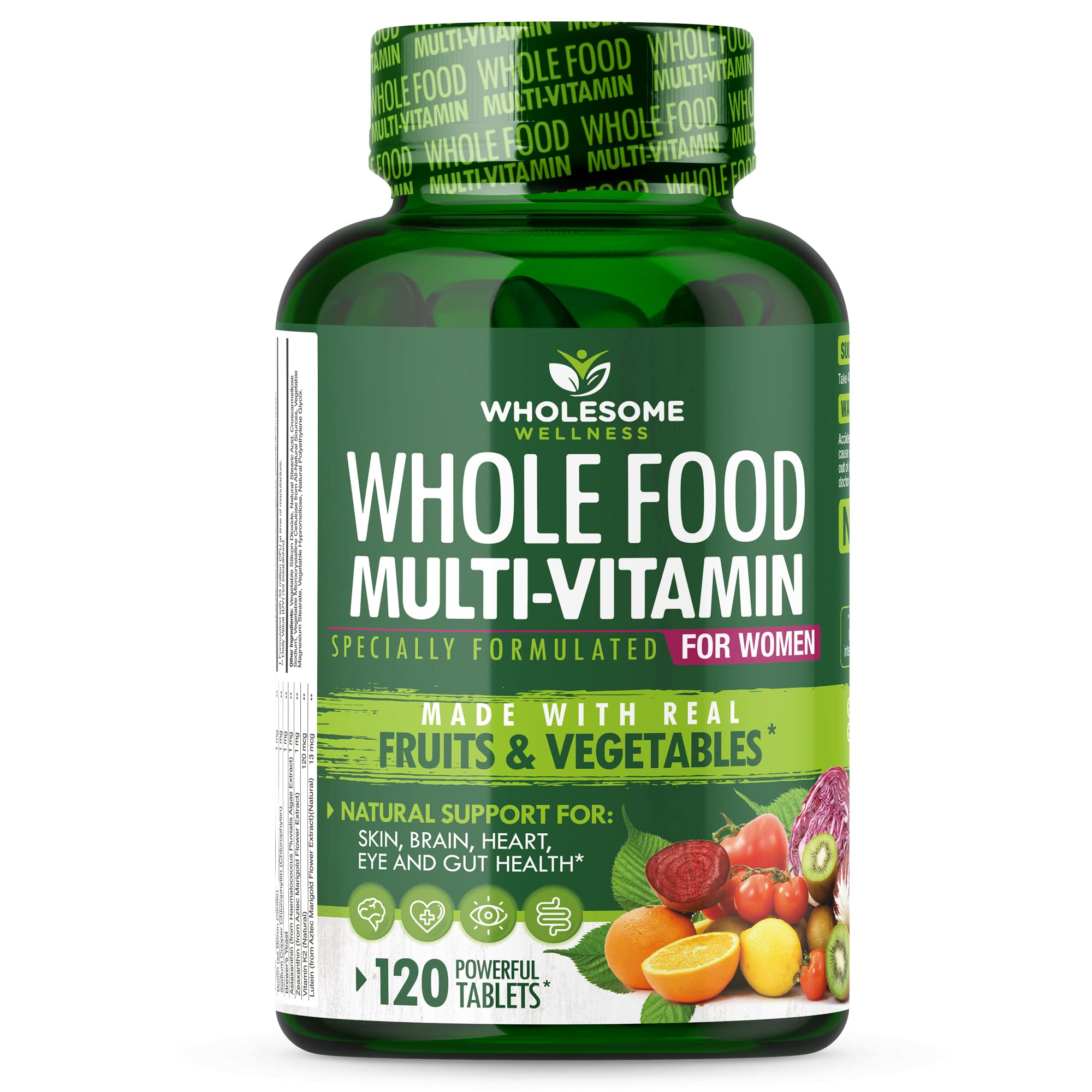Wholesome Wellness Whole Food Multivitamin for Women - Natural Multi Vitamins, Minerals, Organic Extracts - 120 Tablets Wholesome Wellness uk supplements