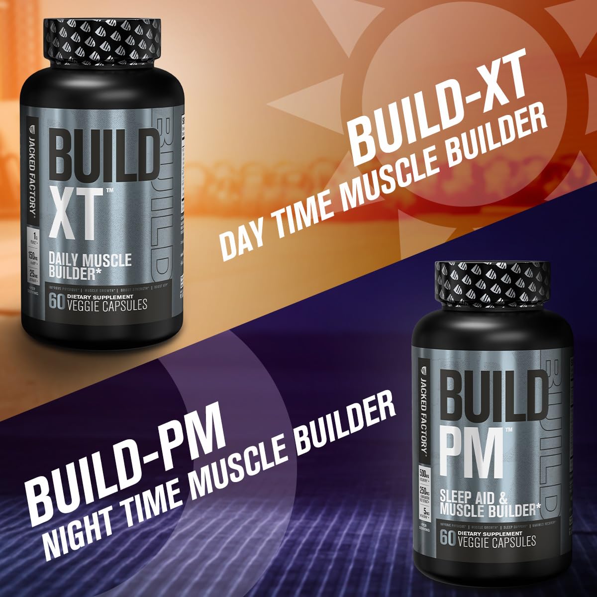 Jacked Factory AM & PM Muscle Building Stack - N.O. XT, Build XT, & Build PM Jacked Factory uk supplements