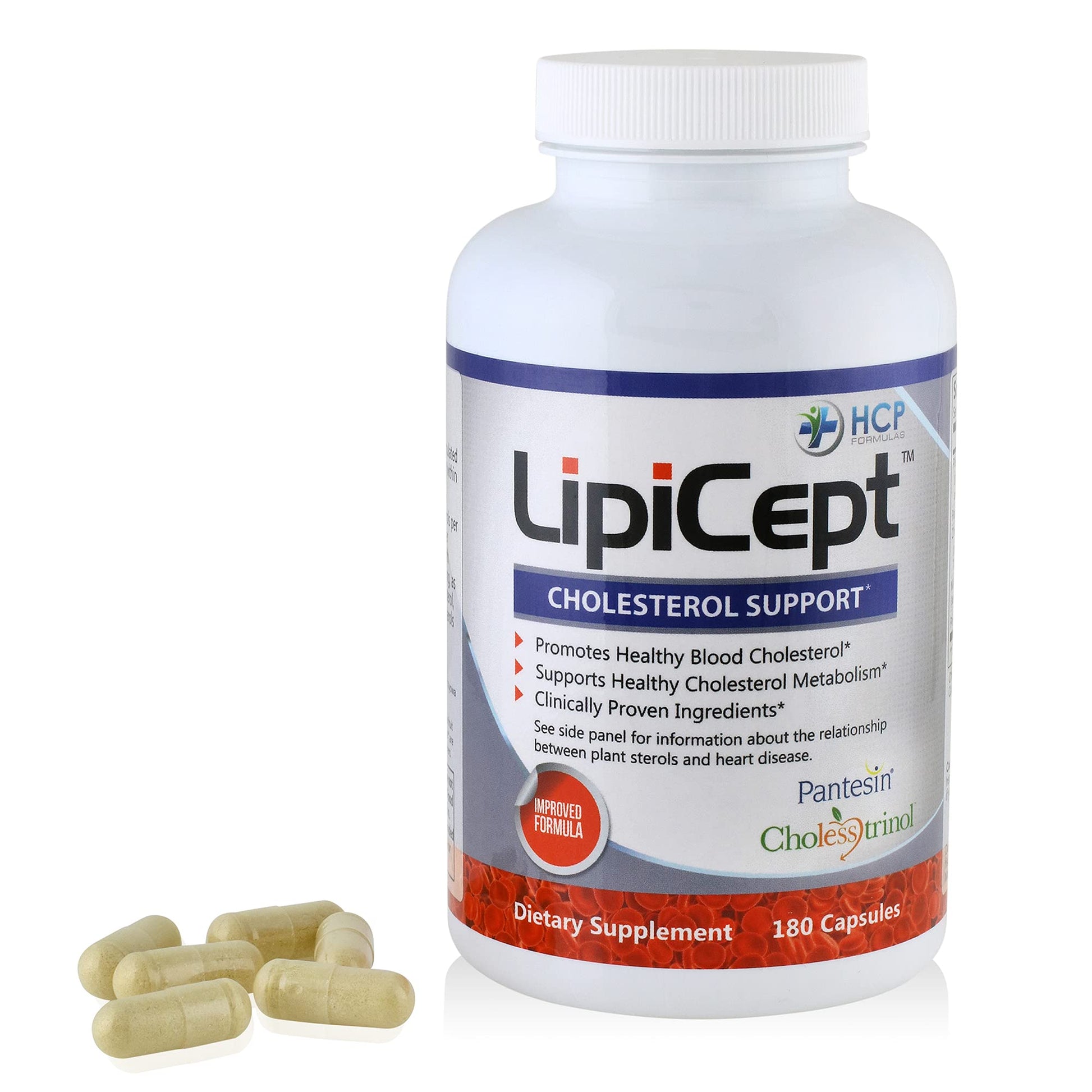 HCP Formulas - LipiCept - Natural Cholesterol Support Formula with Plant Sterols - Maintain Healthy Cholesterol Levels Already Within a Normal Range - Vegetarian - Dietary Supplement - 180 Caps HCP Formulas uk supplements