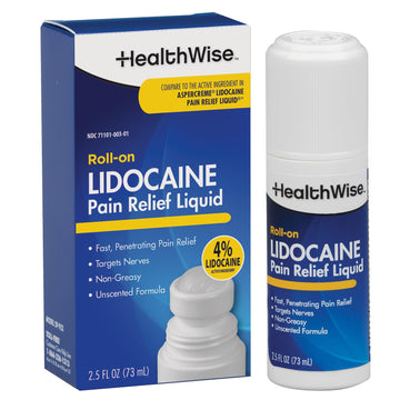 HealthWise 4% Lidocaine Roll-On | OTC Strength | Pain Relief Liquid | 2.5 oz. 73 mL | Non-Greasy, Unscented Formula | Topical Anesthetic HealthWise uk supplements