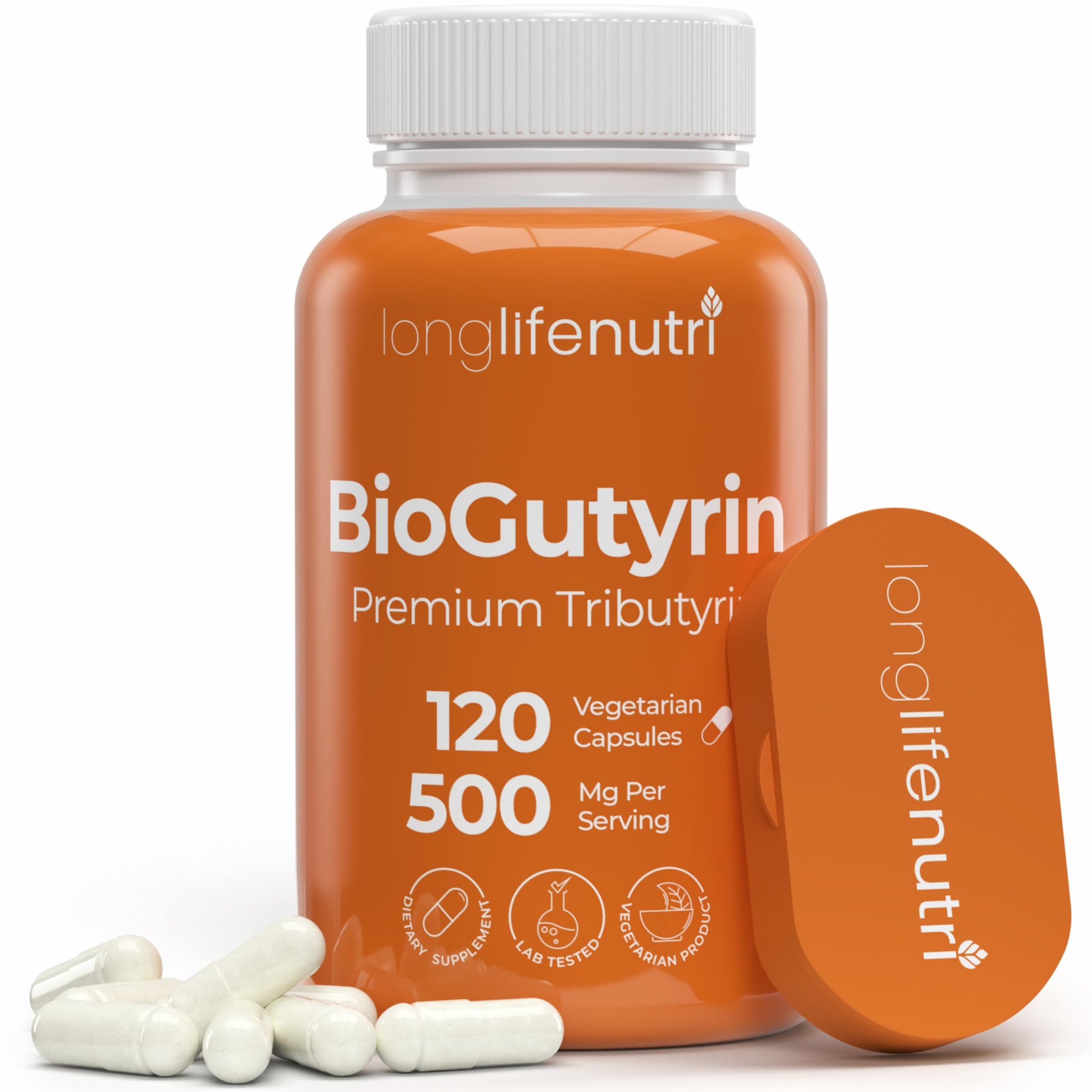 BioGutyrin – Tributyrin 500mg, Postbiotic Supplement for Gut Function & Nutrient Absorption, 120 Vegetarian Capsules, Butyric Acid for Butyrate Production, 4-Month Supply, GMP Certified, Made in USA LongLifeNutri uk supplements