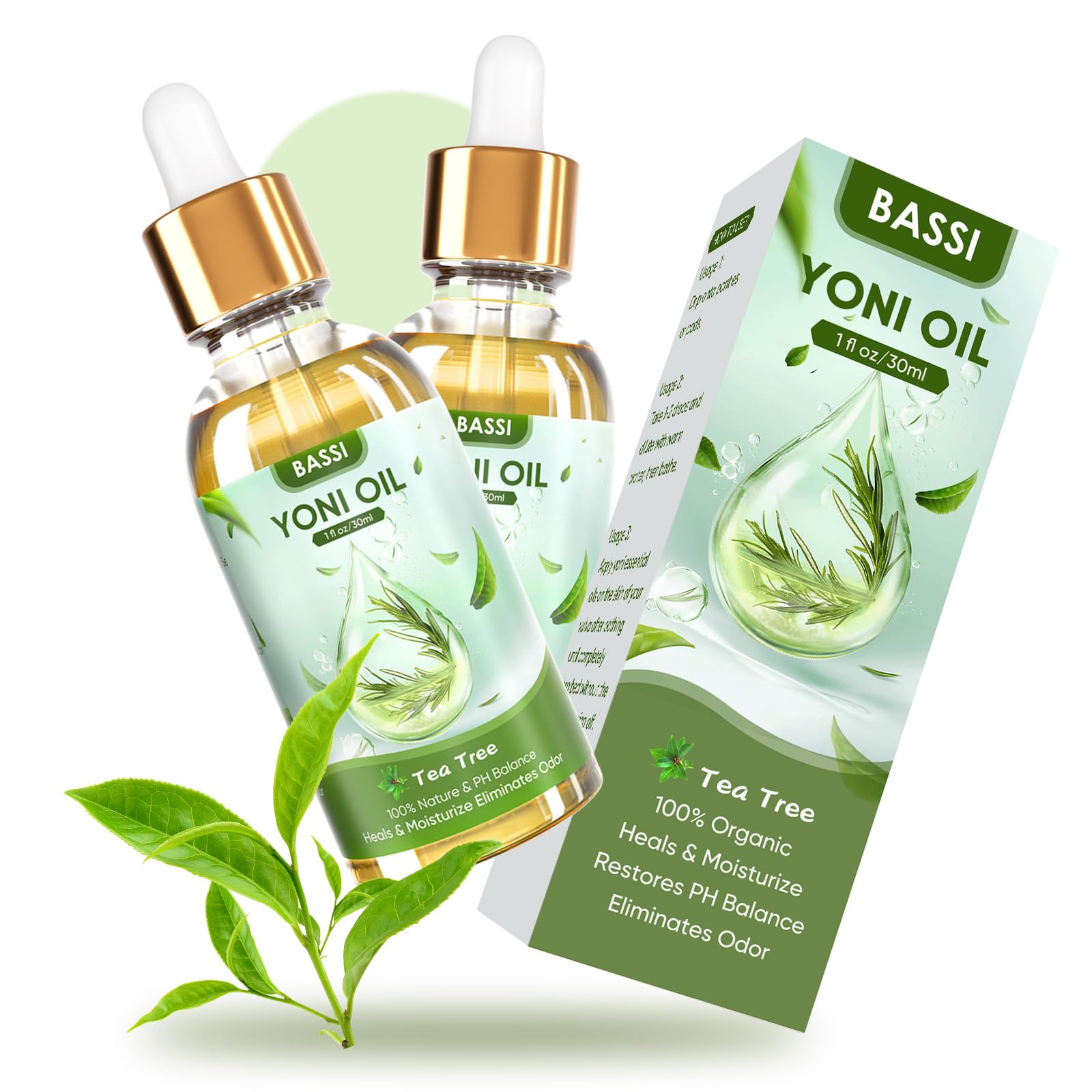 BASSI 2PCS Yoni Oil Organic Feminine Oil Vaginal Moisturizer For Wetness - Ph Balance for Women BASSI uk supplements