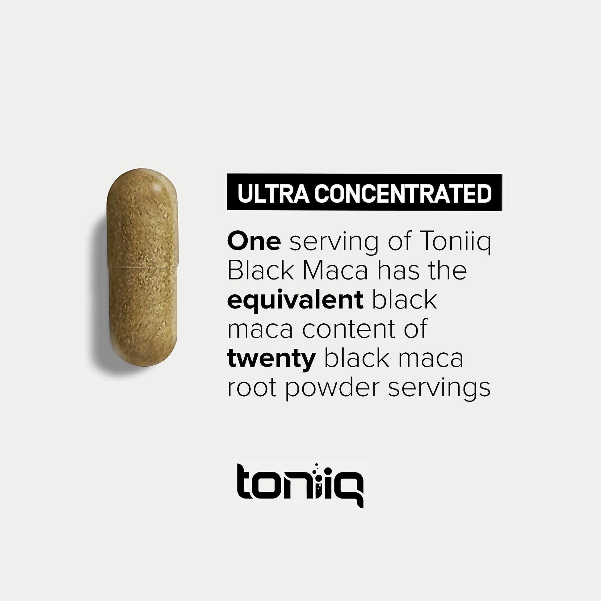 Toniiq Black Maca Root - Ultra High Potency 20:1 Extract - Single Origin, Wildcrafted & Highly Concentrated - Third-Party Lab Tested - 120 Capsules Toniiq uk supplements