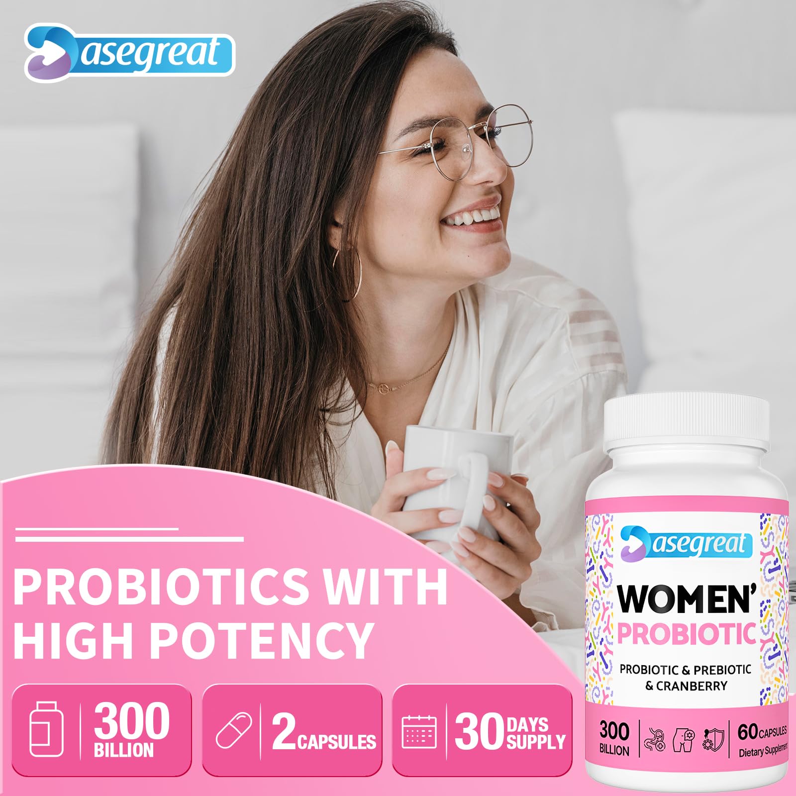 300 Billion CFUs Probiotics for Women,12 Strains Probiotics with Prebiotic Cranberry Heafetine uk supplements